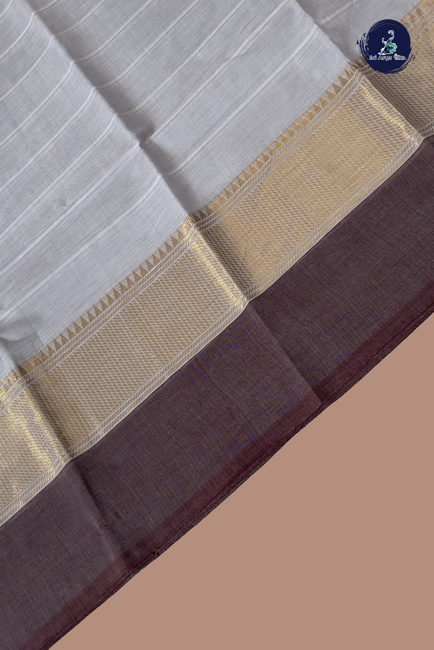Powder Blue Kanchi Cotton Saree With Stripes Pattern
