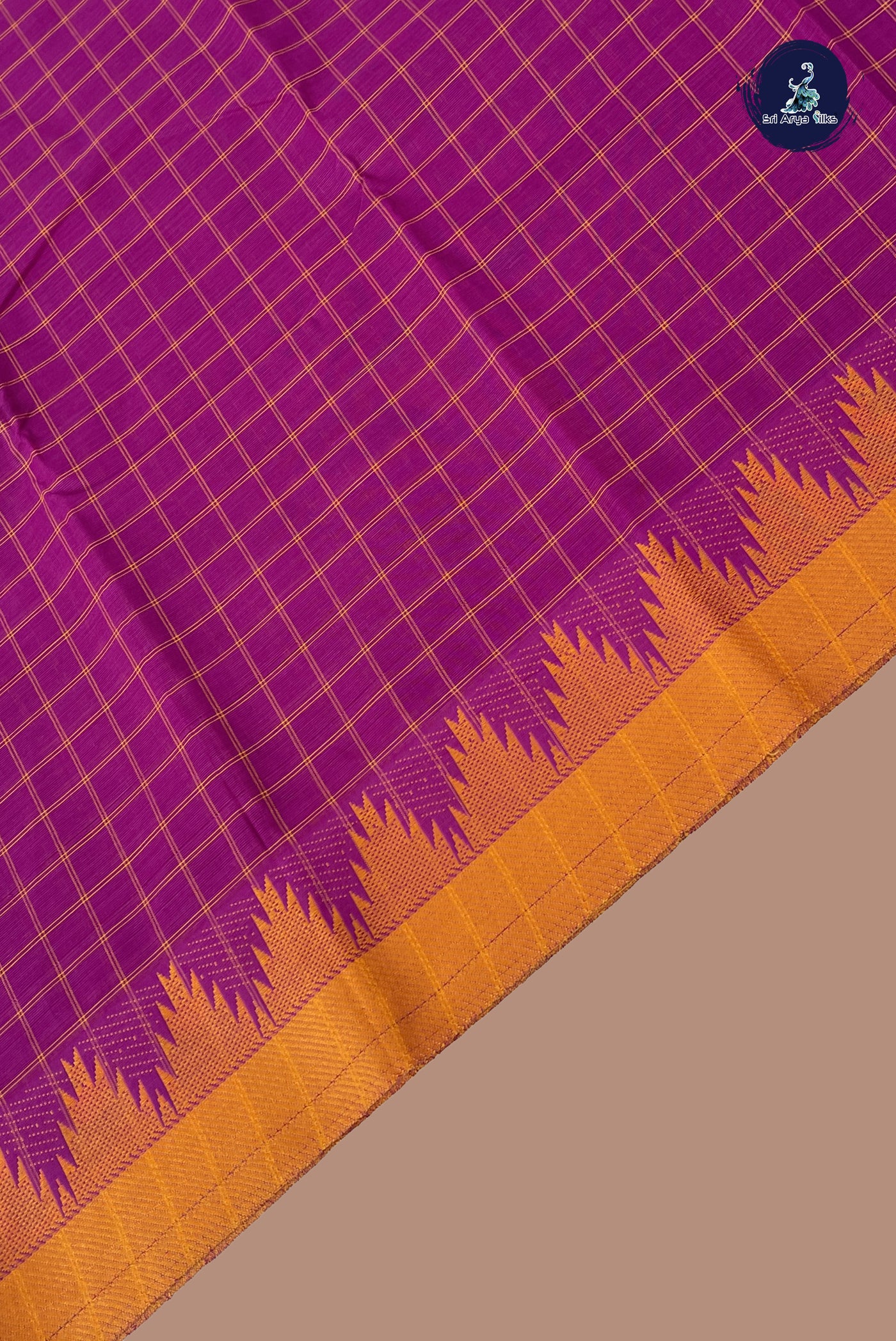 Vadamalli Chettinad Cotton Saree With Checked Pattern