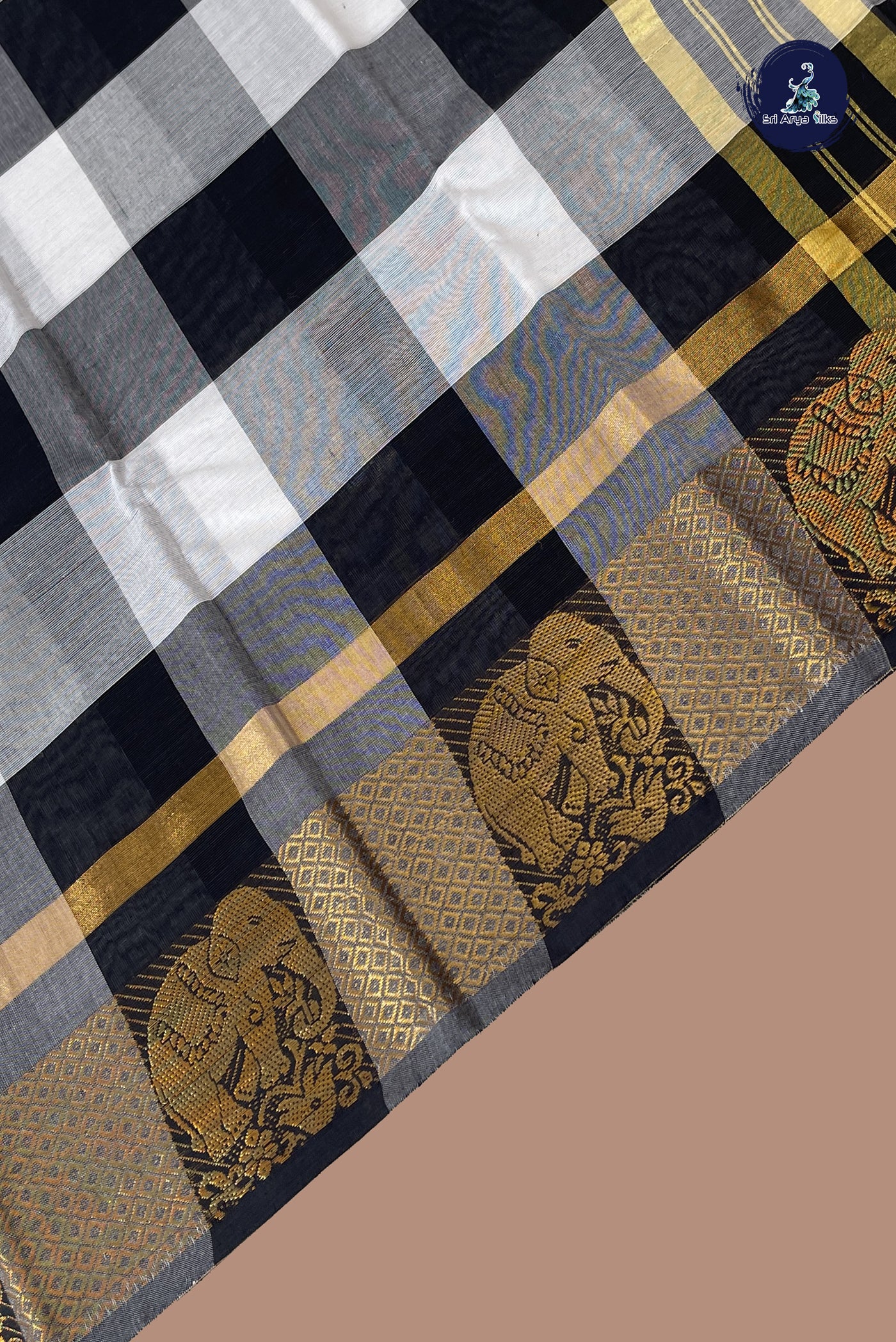 Multi Colour Chettinad Cotton Saree With Checked Pattern