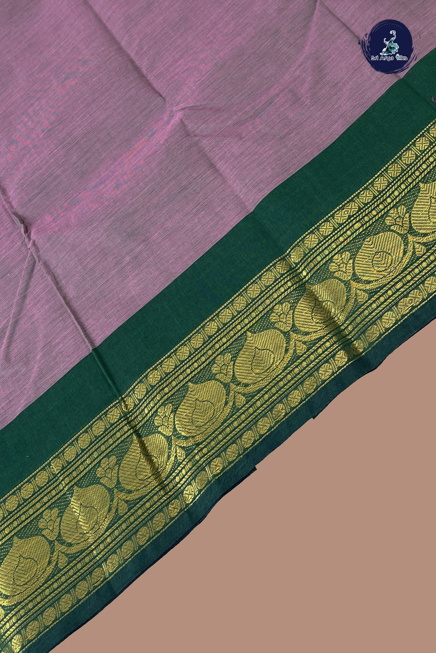 Pastel Shade Chettinad Cotton Saree With Plain Pattern