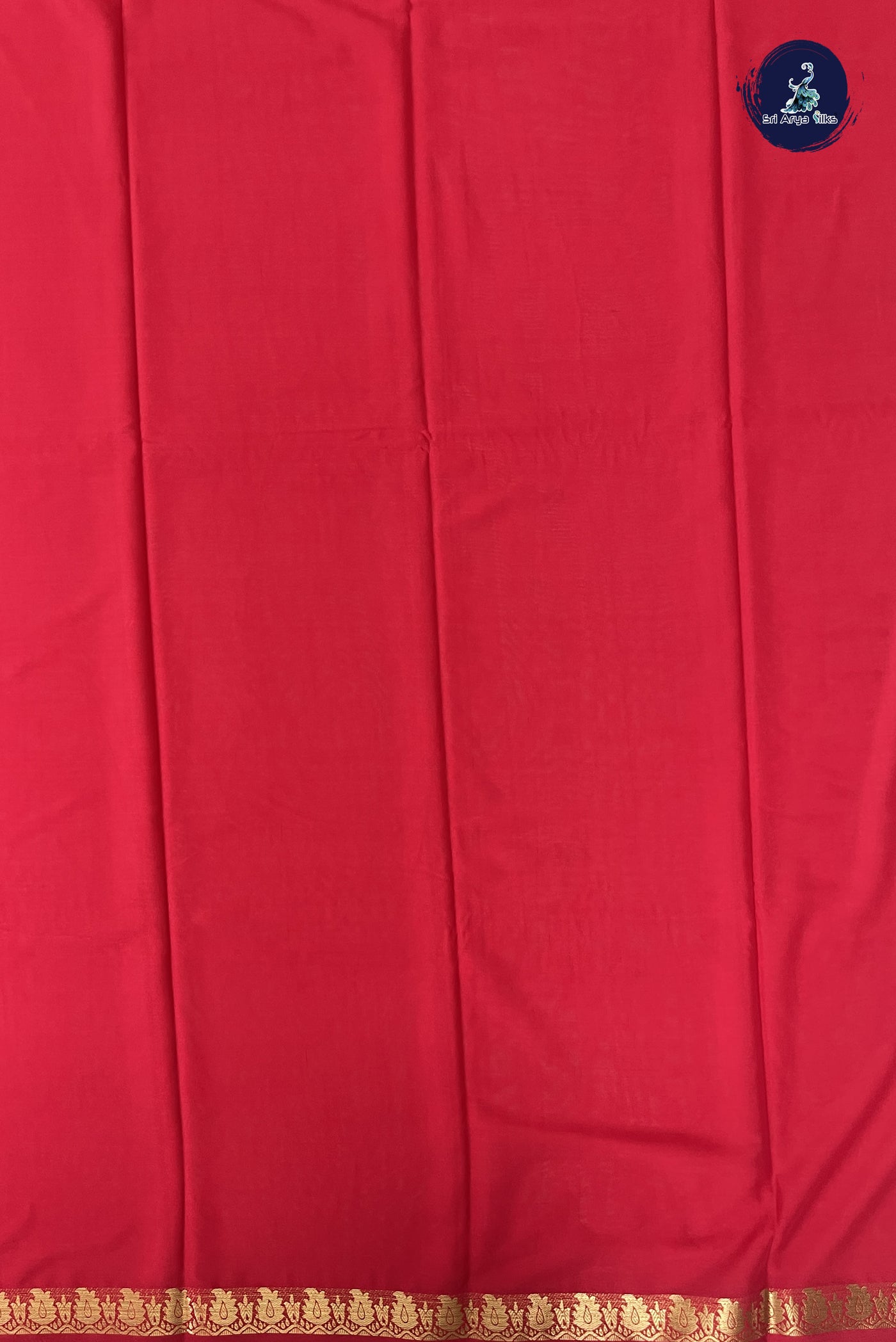 Reddish Pink Semi Mysore Silk With Plain Pattern