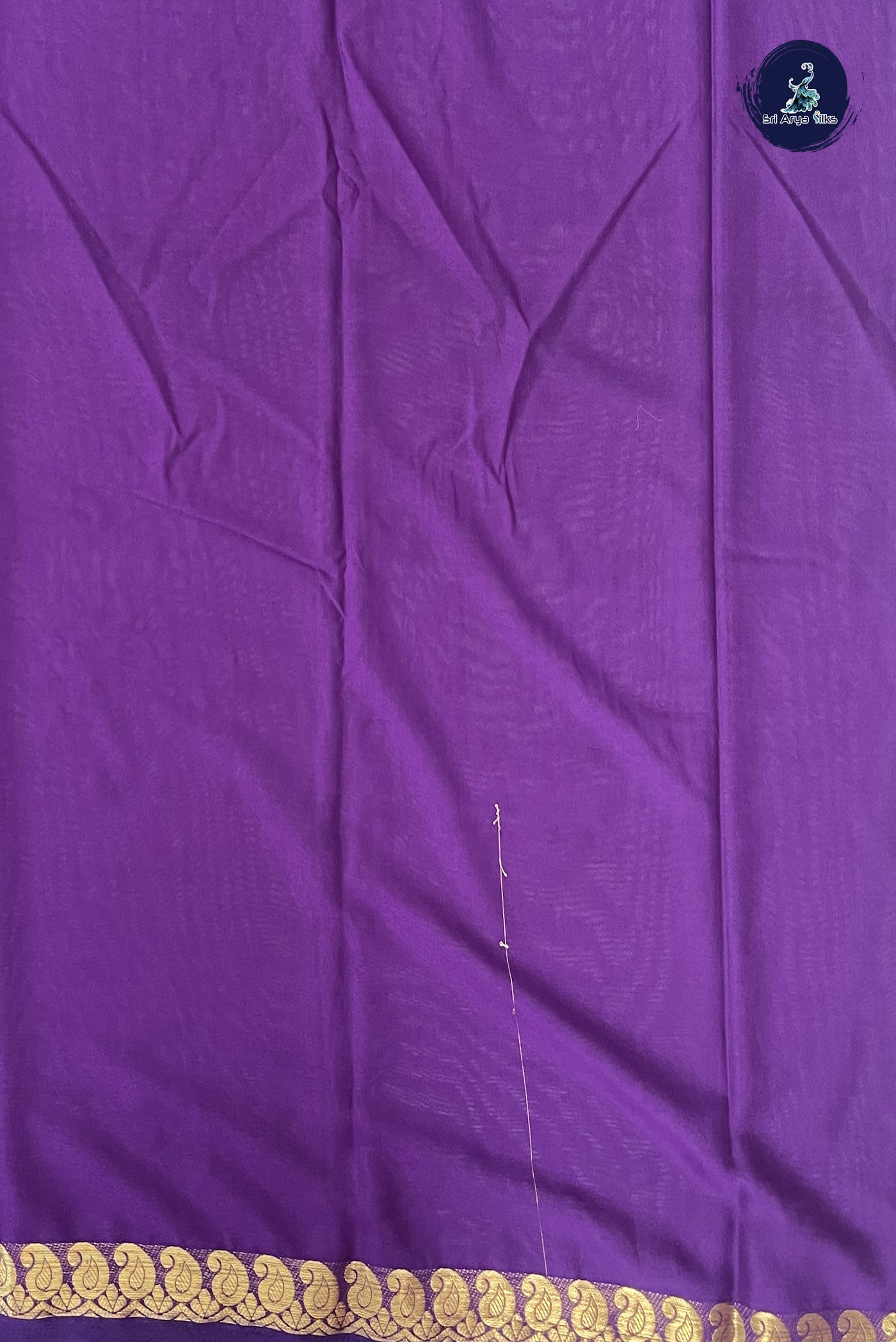 Dark Brinjal Semi Mysore Silk With Plain Pattern