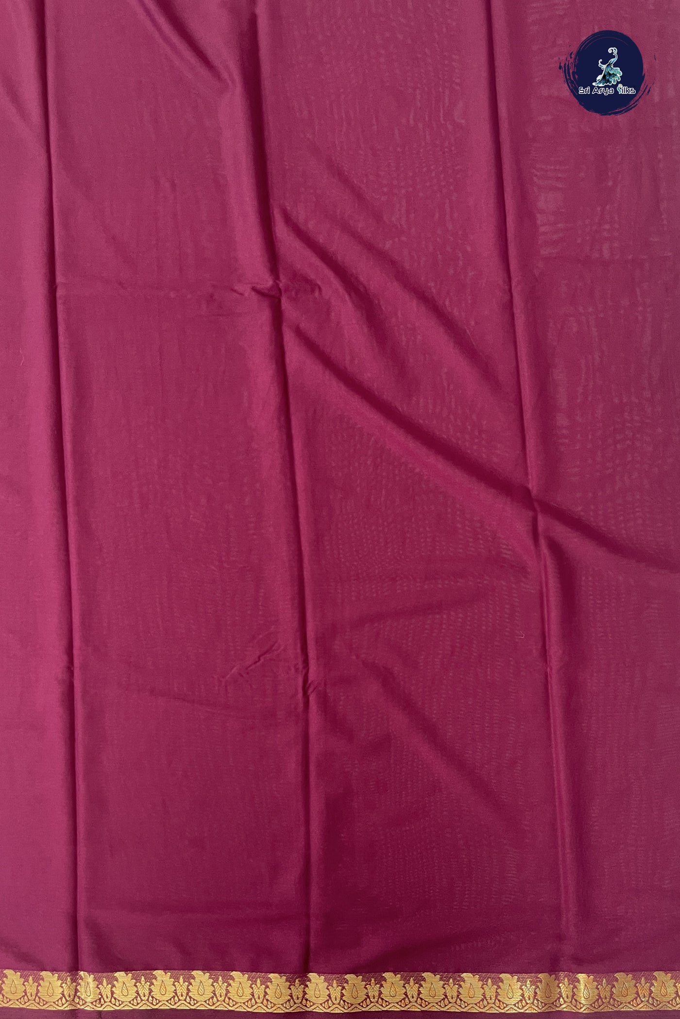 Burgundy Semi Mysore Silk With Plain Pattern