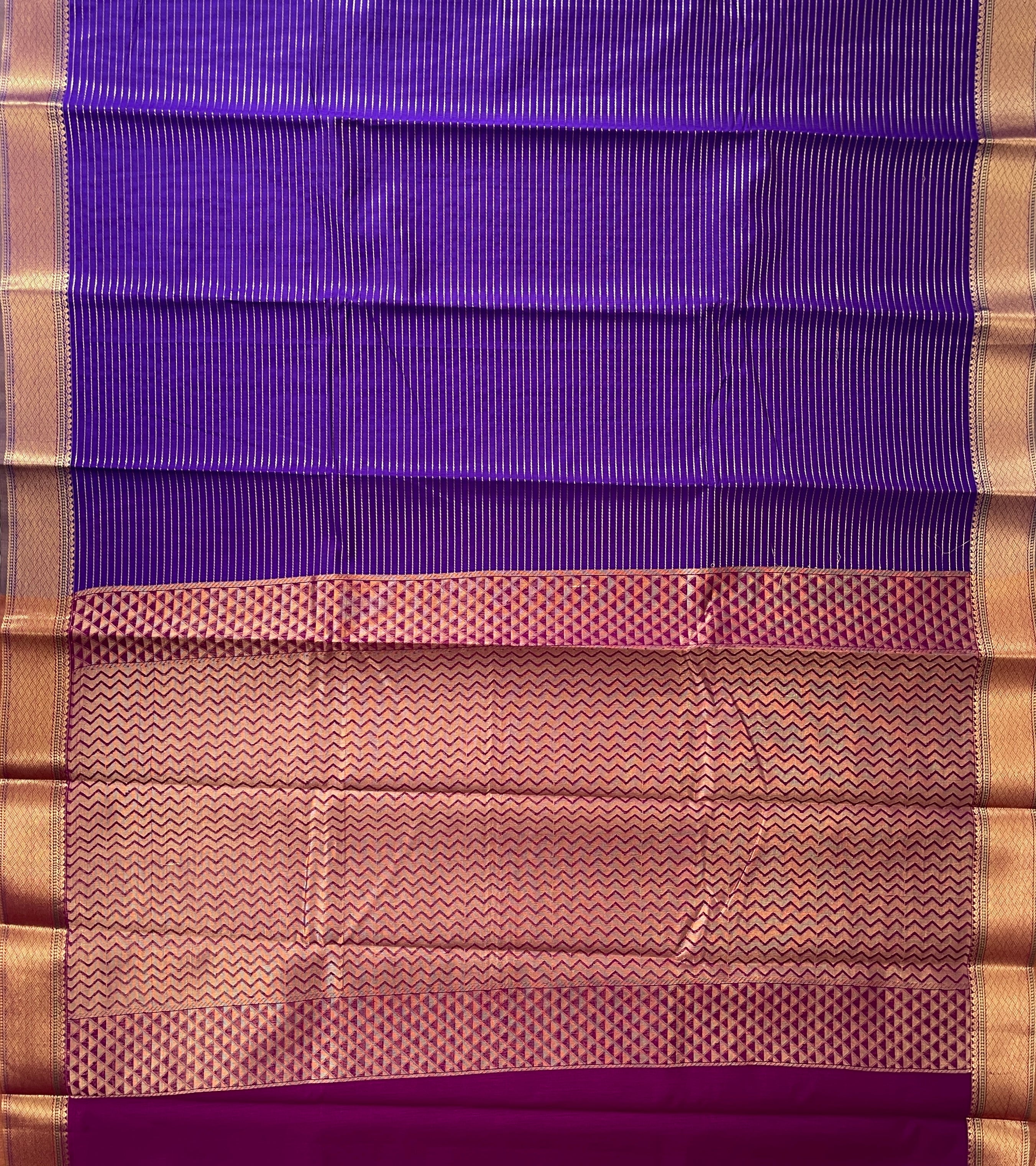 Violet Budget Semi Silk Cotton Saree With Vaira Oosi Pattern