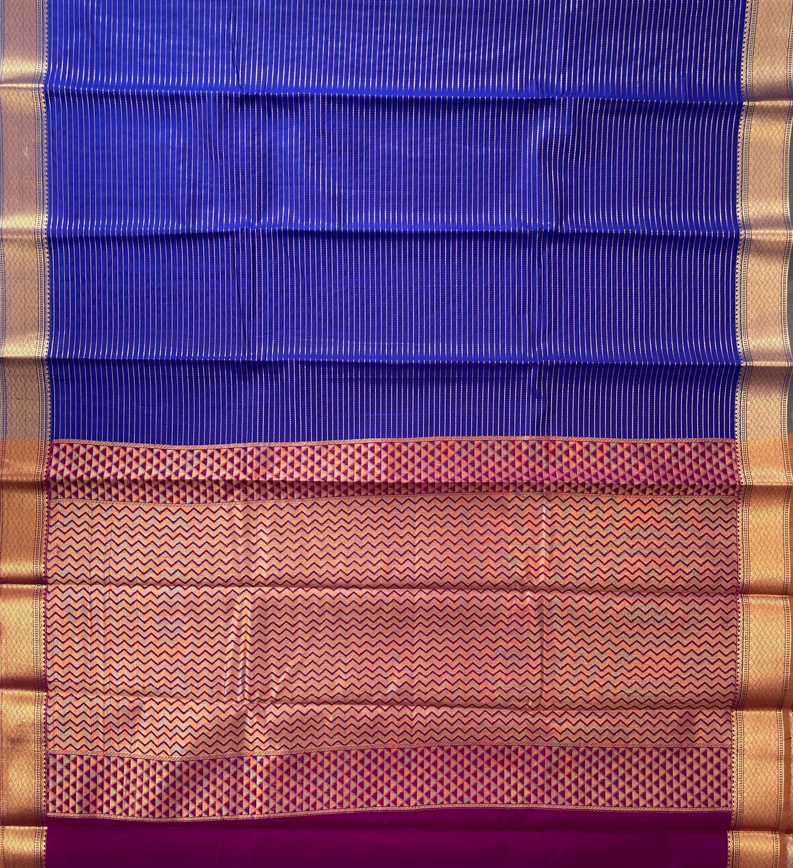 MS Blue Budget Semi Silk Cotton Saree With Vaira Oosi Pattern