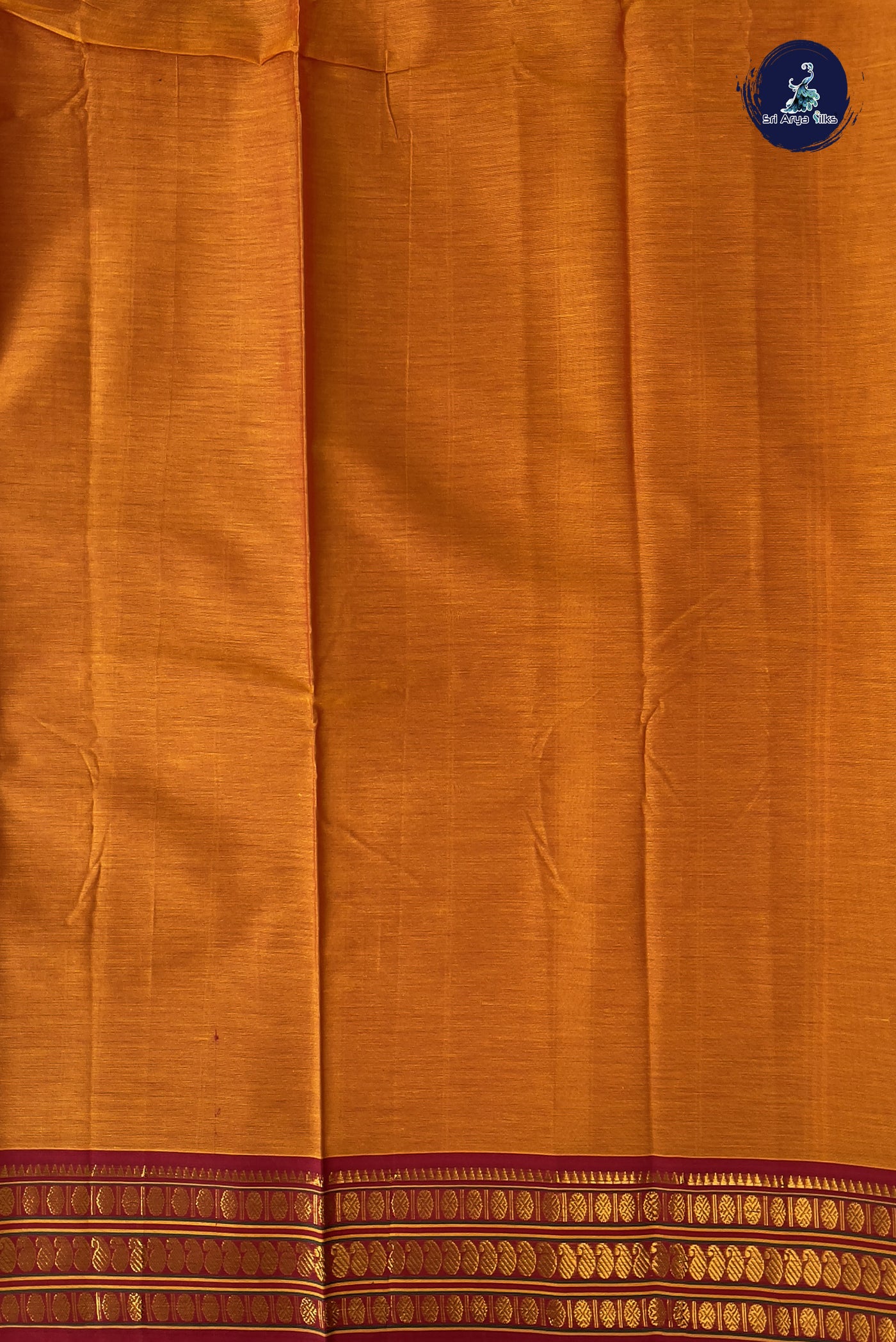 Orange Budget Semi Silk Cotton Saree With Plain Pattern