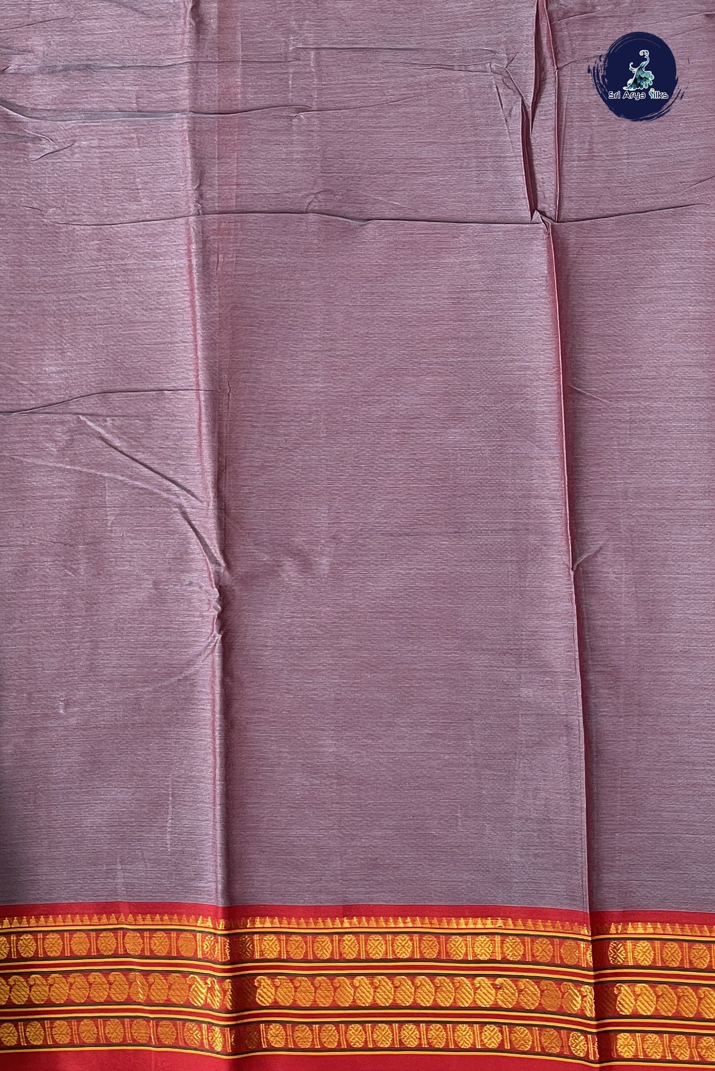 Greyish Purple Budget Semi Silk Cotton Saree With Plain Pattern