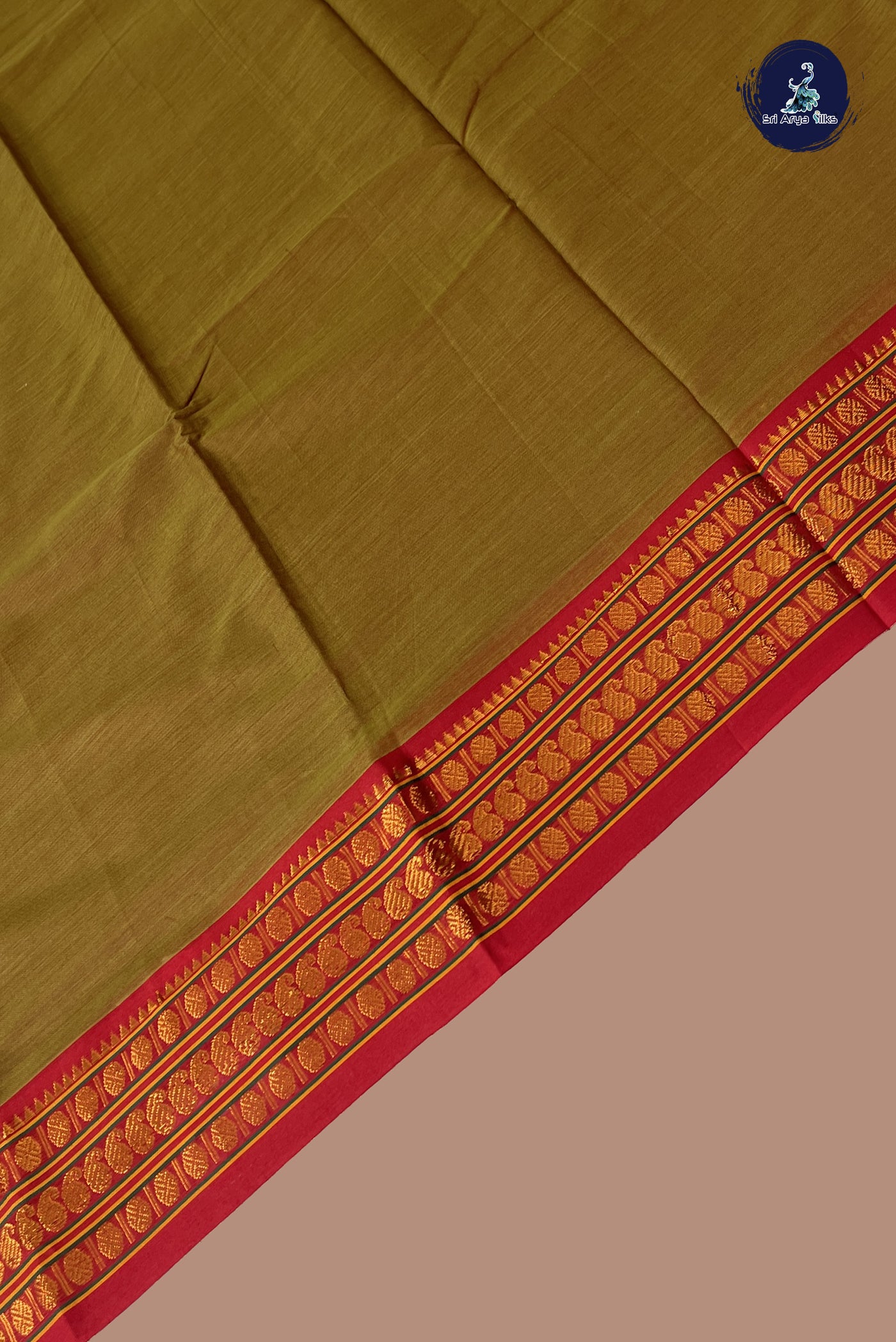 Mustard Budget Semi Silk Cotton Saree With Plain Pattern