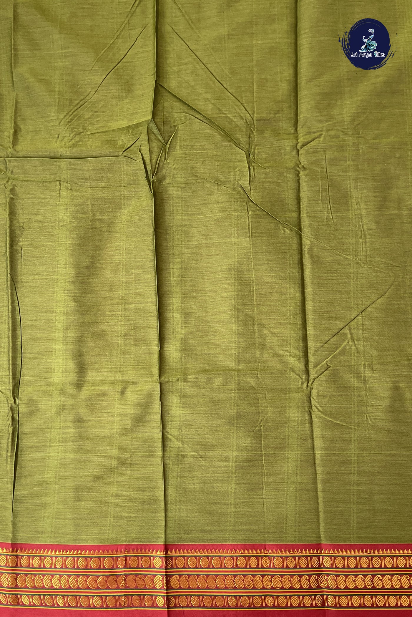 Mehendi Green Budget Semi Silk Cotton Saree With Plain Pattern