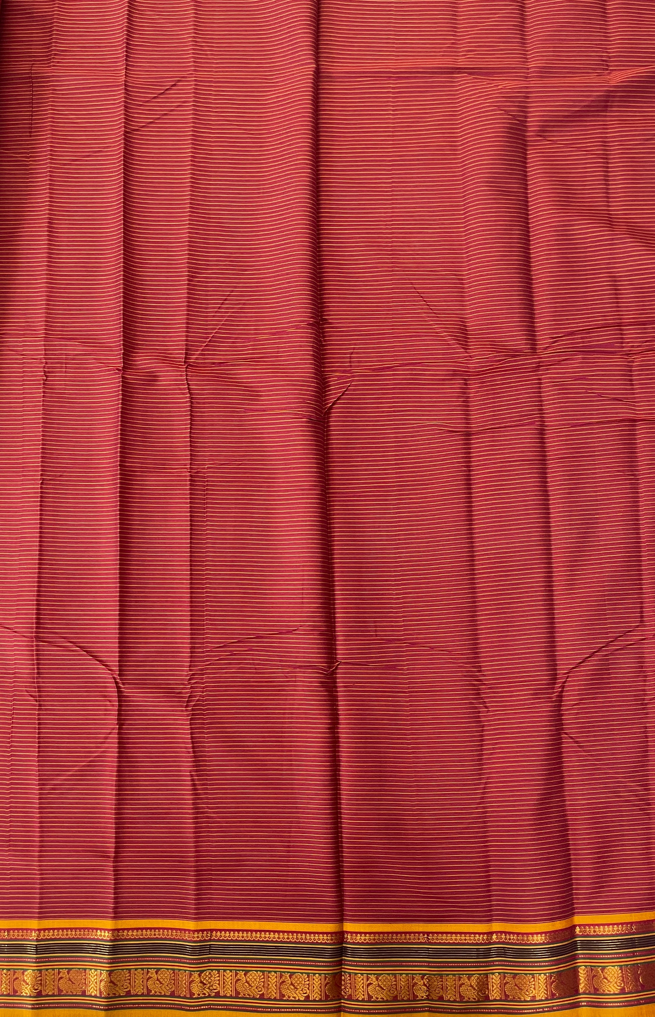 Maroon Budget Semi Silk Cotton Saree With Doria Lines Pattern
