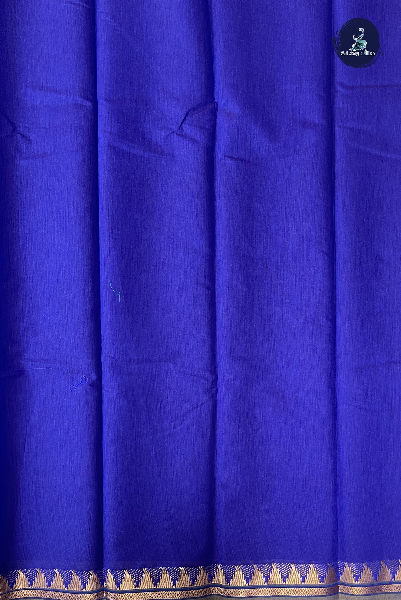 MS Blue Budget Semi Silk Cotton Saree With Plain Pattern