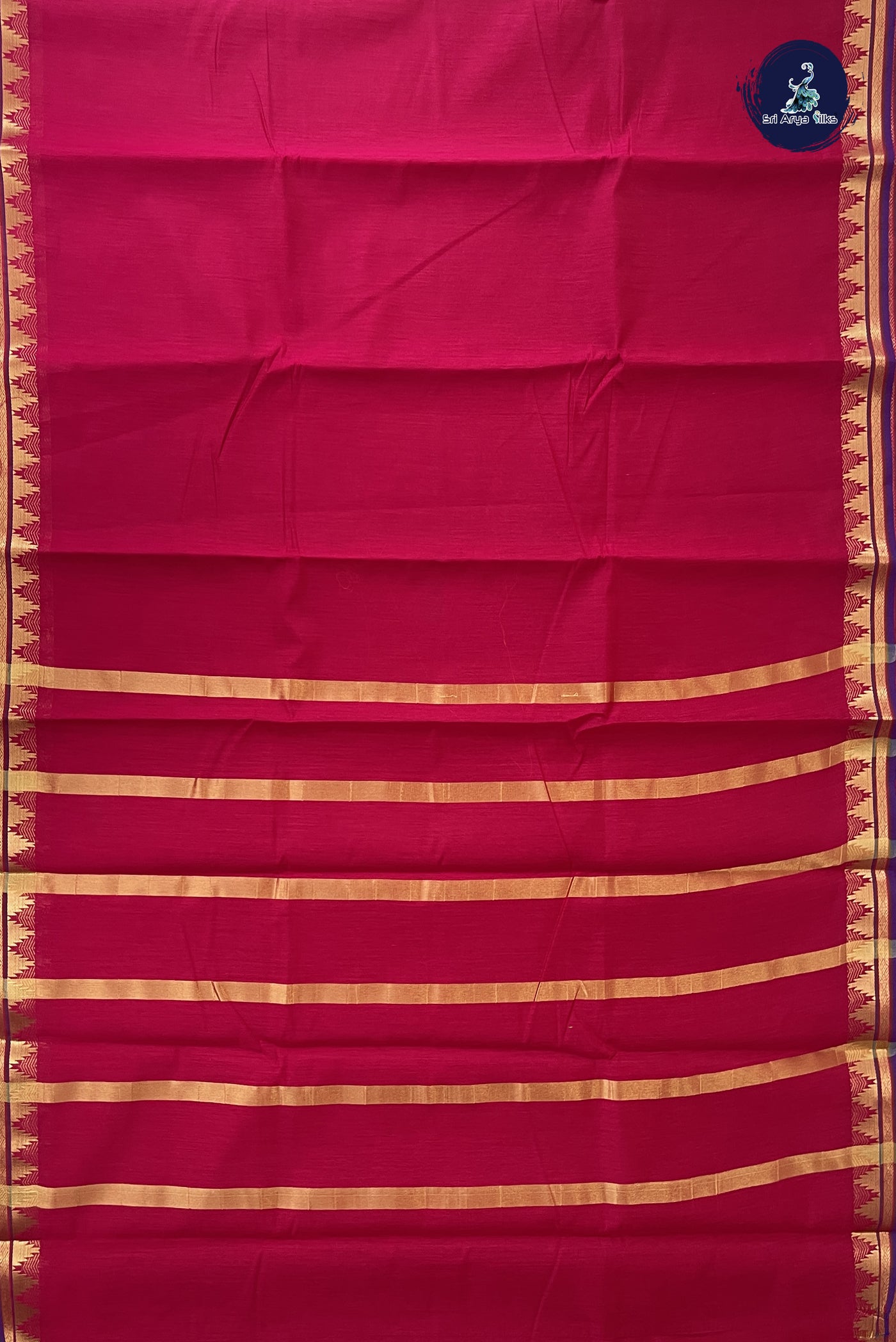 Magenta Pink Budget Semi Silk Cotton Saree With Plain Pattern