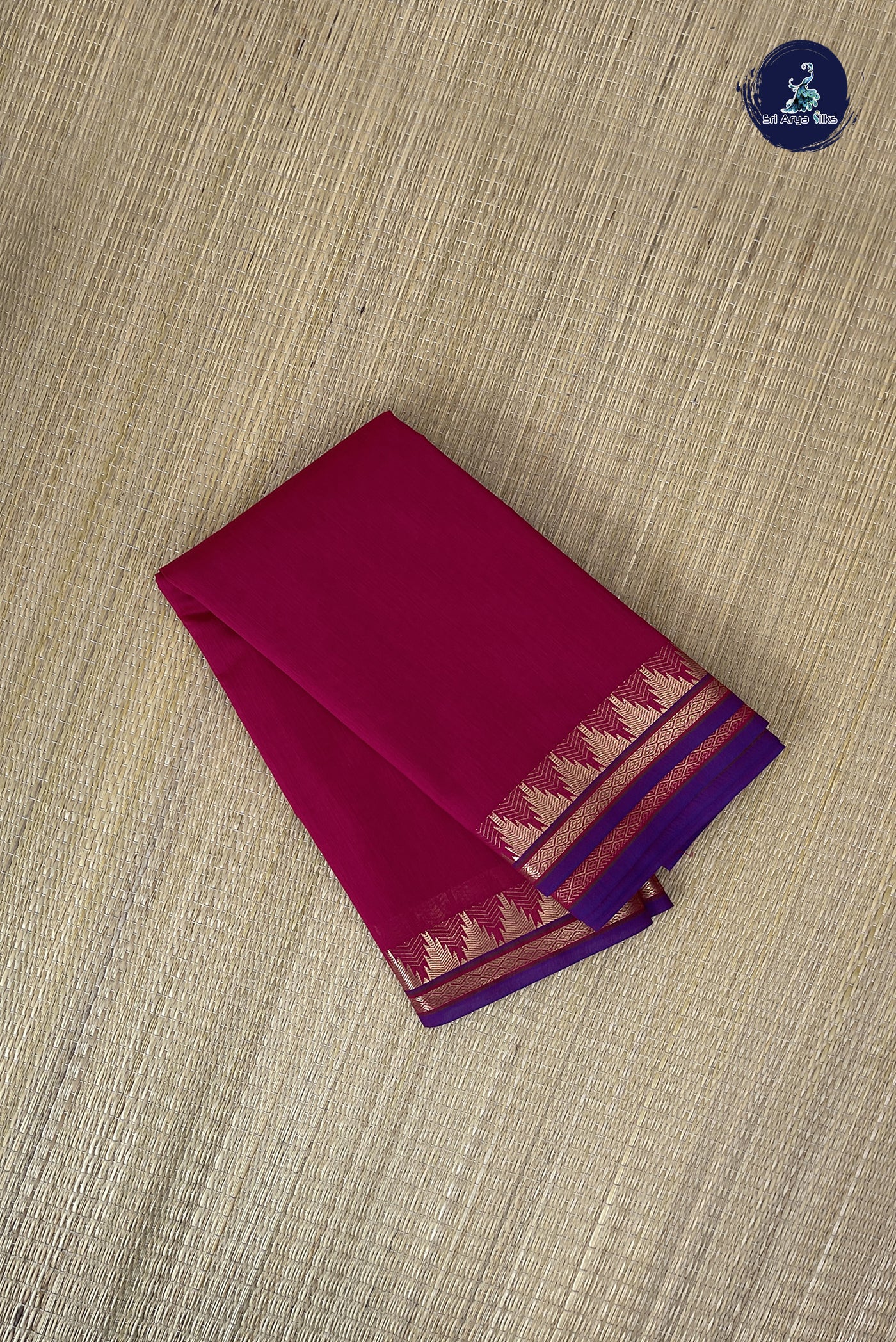 Magenta Pink Budget Semi Silk Cotton Saree With Plain Pattern