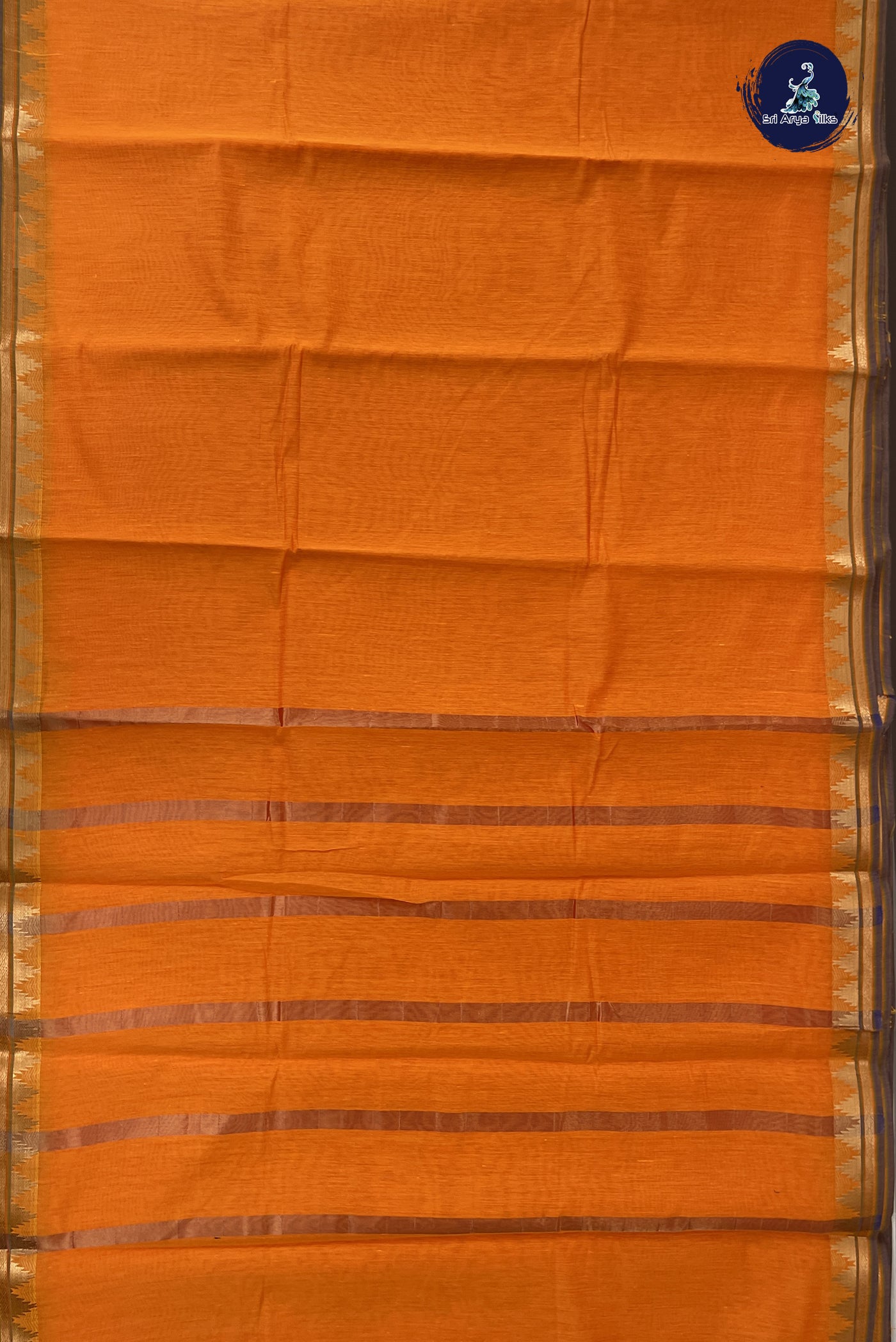 Mango Yellow Budget Semi Silk Cotton Saree With Plain Pattern