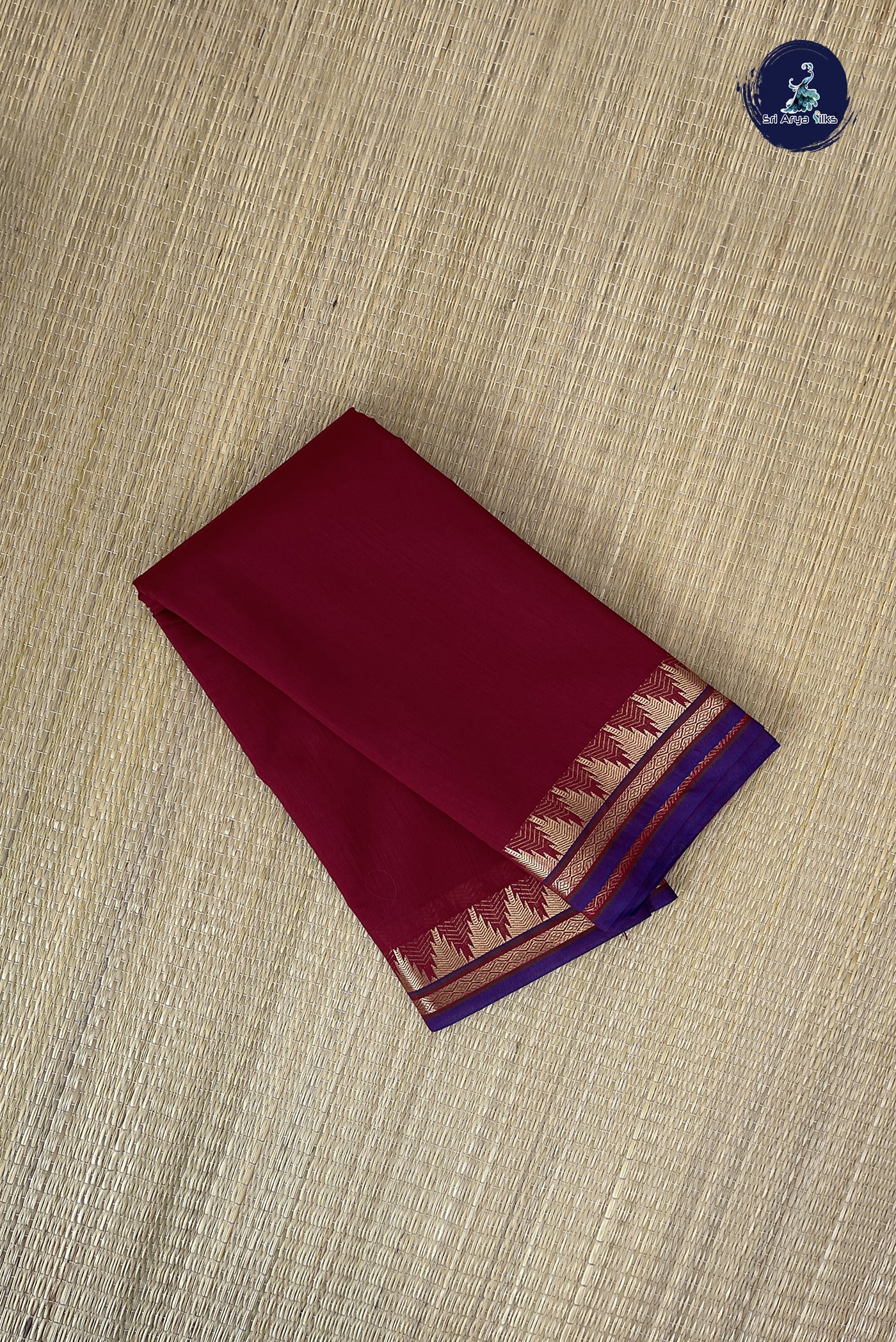 Maroon Budget Semi Silk Cotton Saree With Plain Pattern