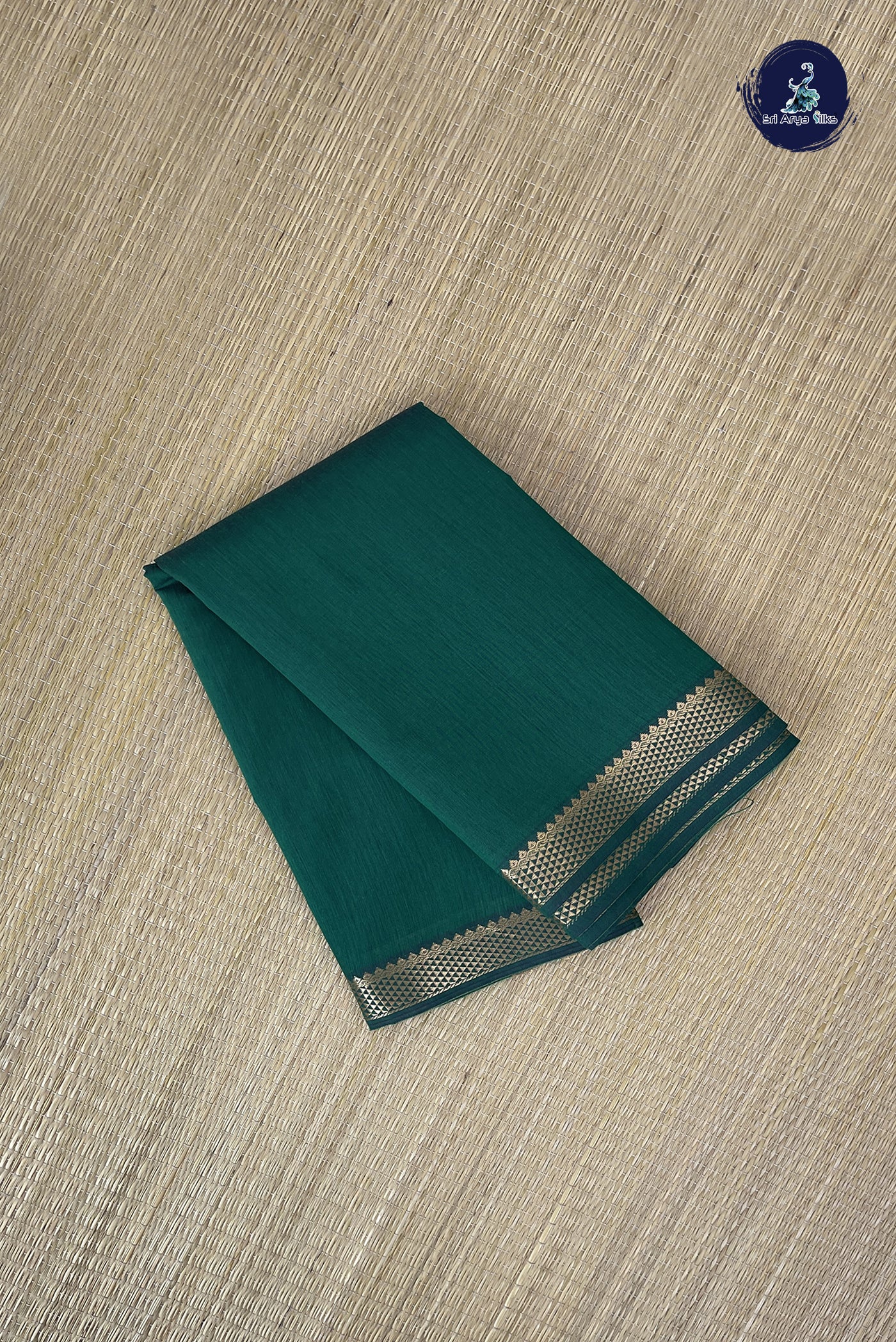 Bottle Green Budget Semi Silk Cotton Saree With Checked Pattern