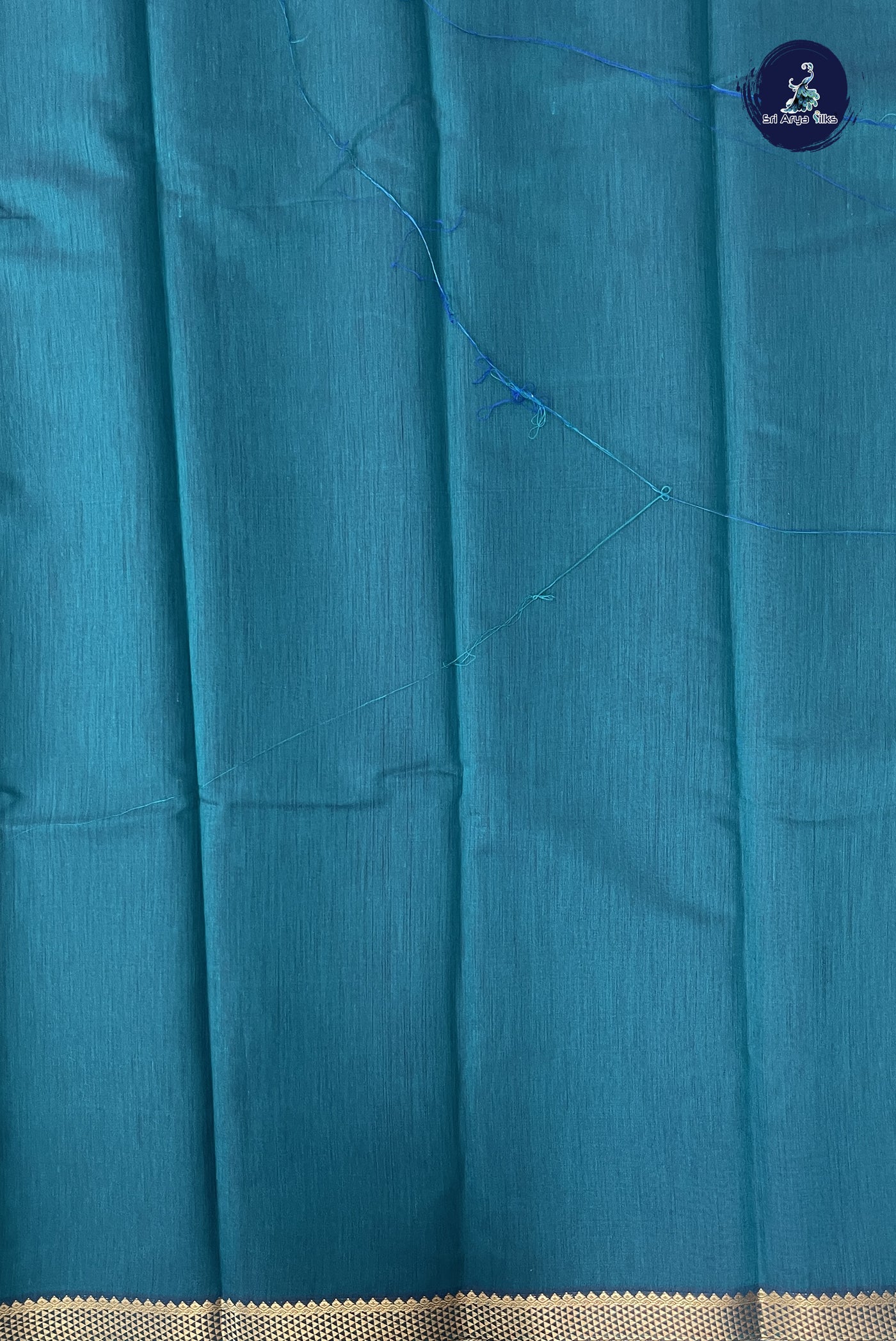 Sapphire Green Budget Semi Silk Cotton Saree With Checked Pattern