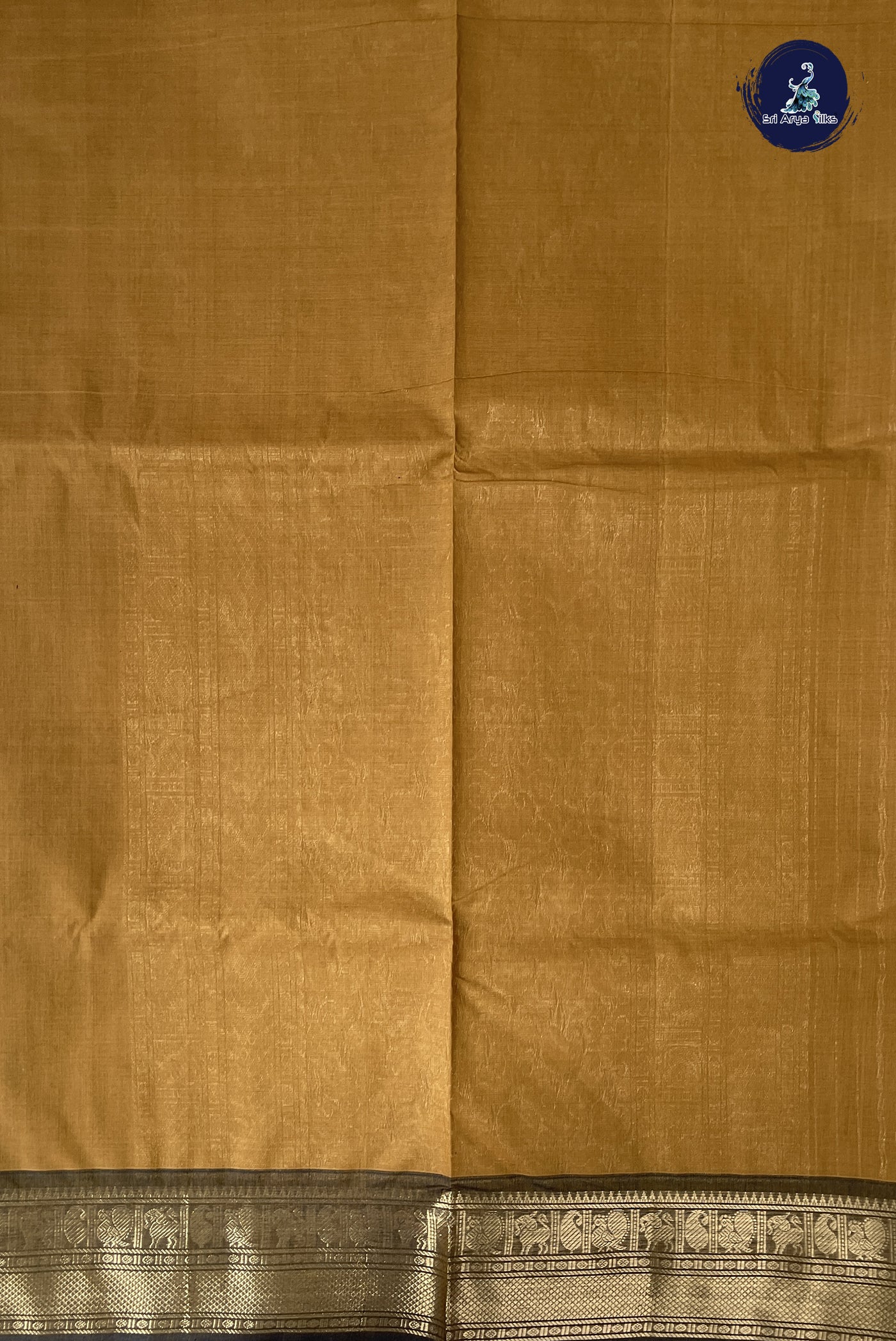 Mustard Yellow Kanchi Cotton Saree With Stripes Pattern
