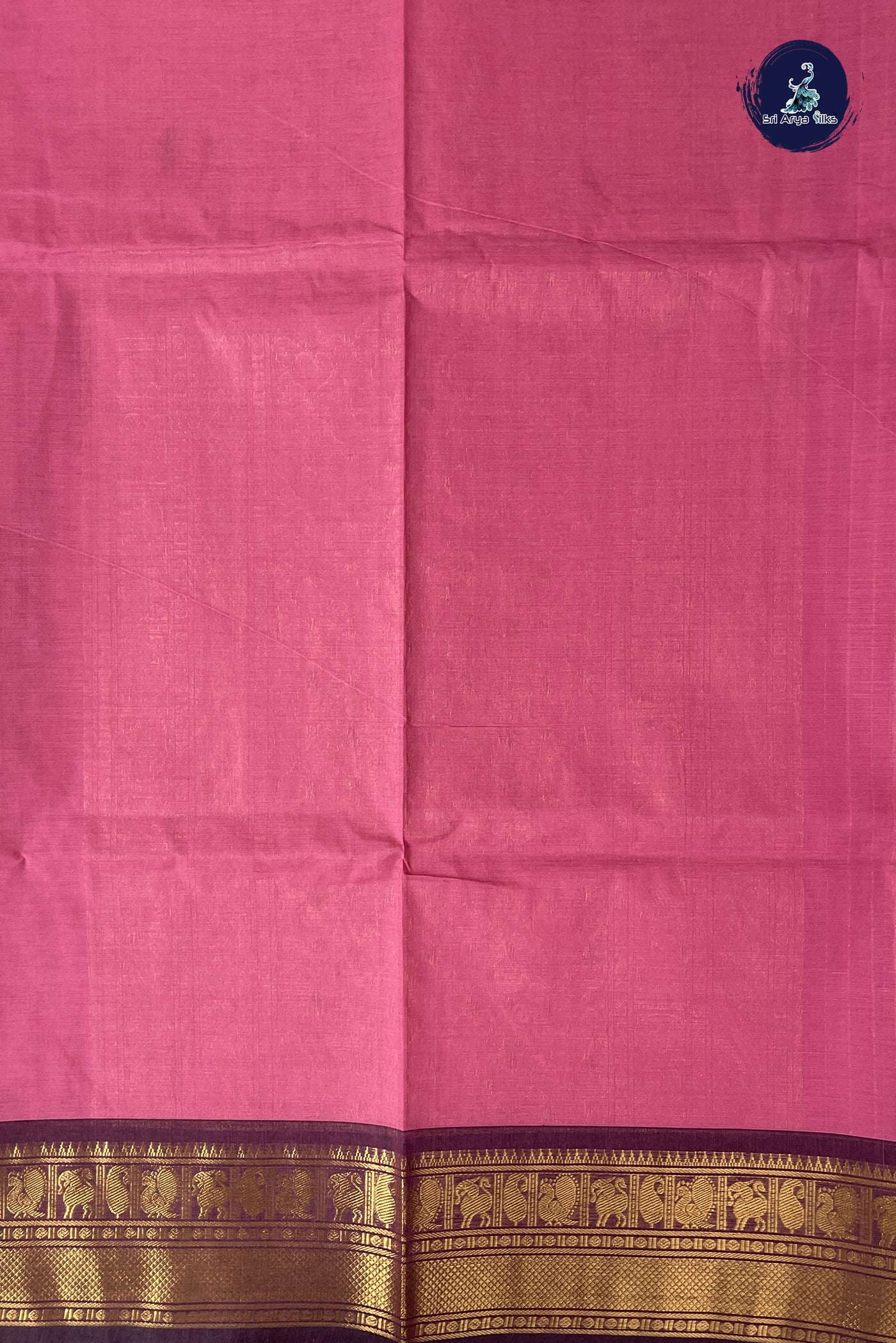 Light Pink Kanchi Cotton Saree With Stripes Pattern