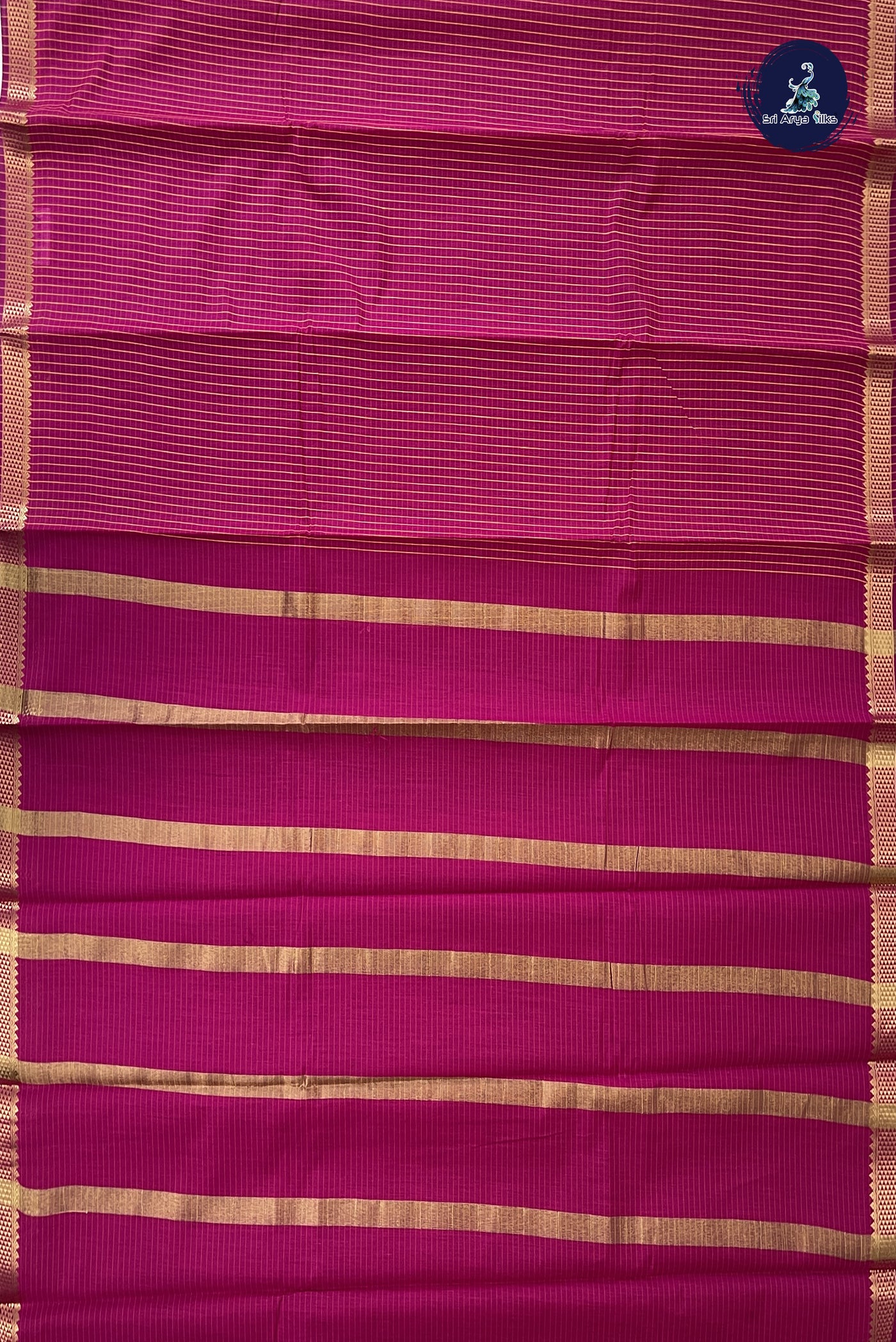 Magenta Budget Semi Silk Cotton Saree With Checked Pattern