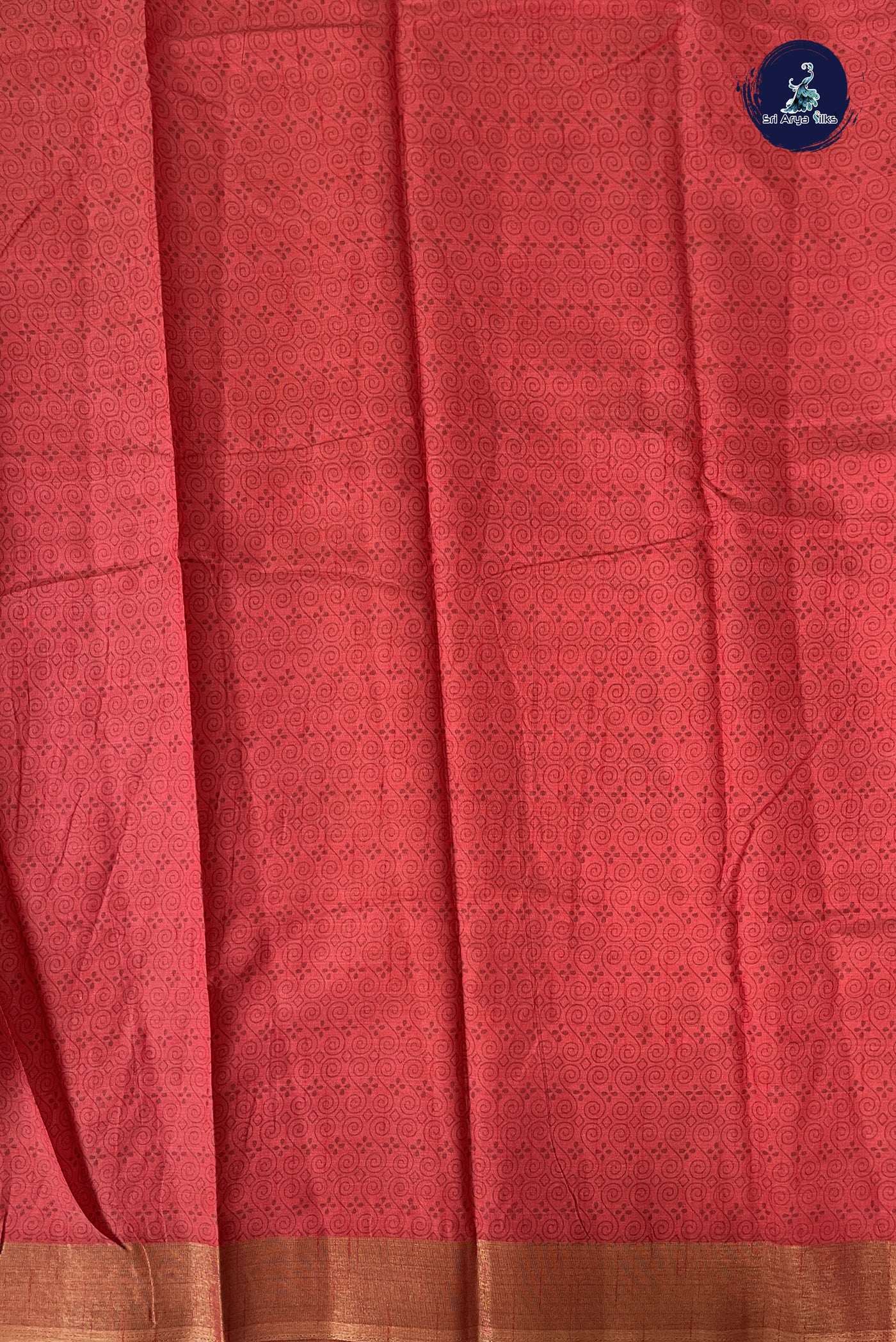 Red Semi Tussar Saree With Printed Pattern