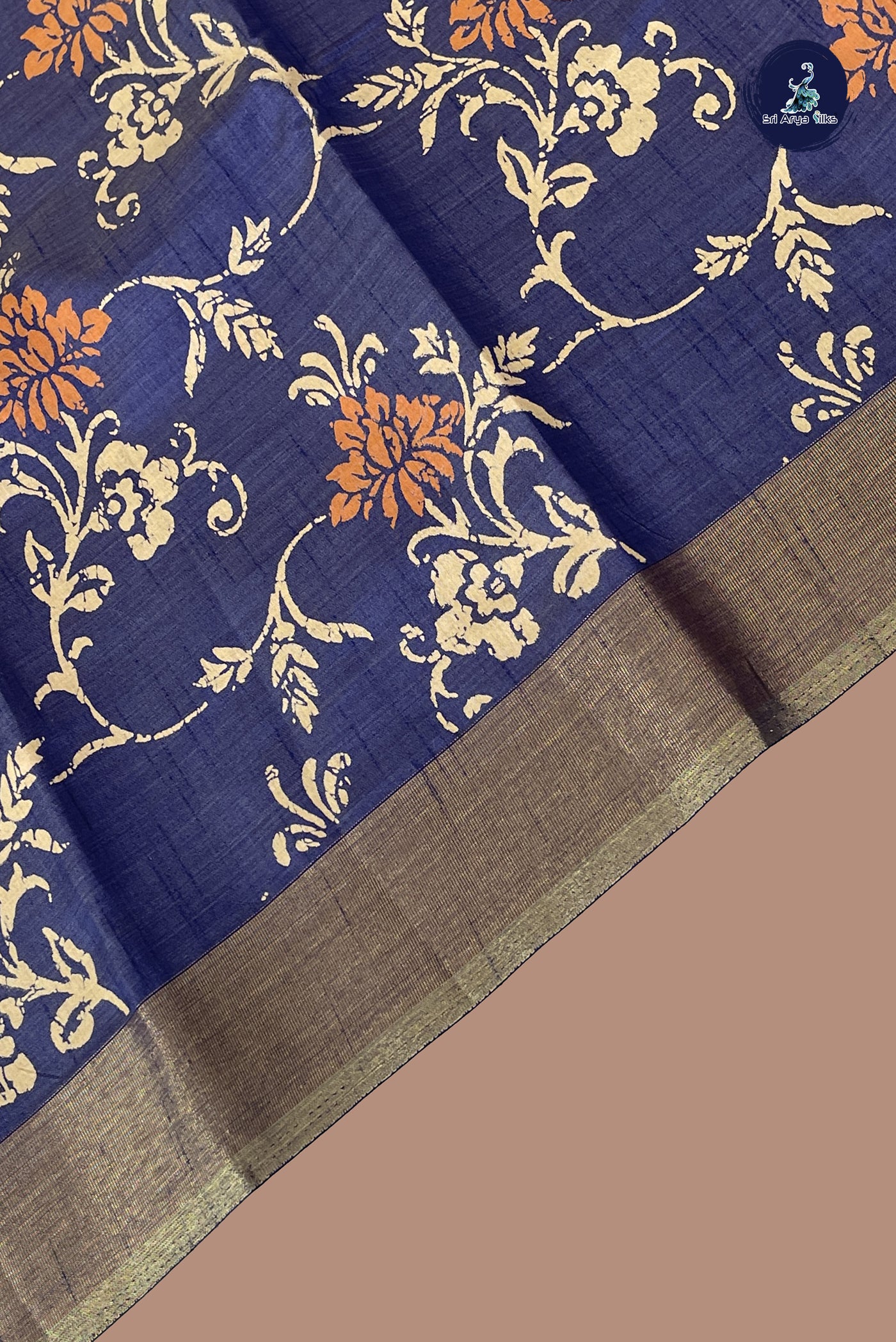 Blue Semi Tussar Saree With Printed Pattern