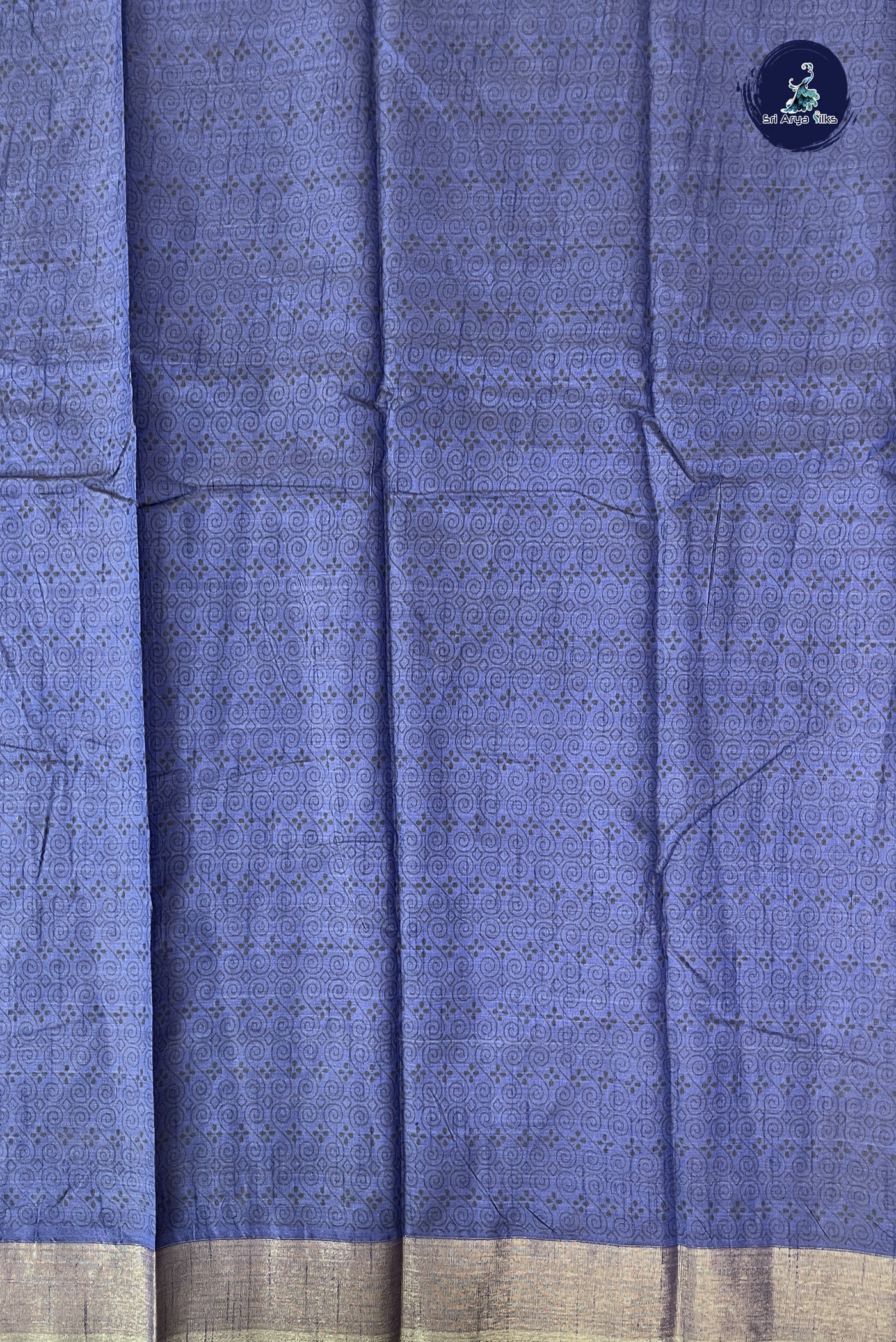 Blue Semi Tussar Saree With Printed Pattern