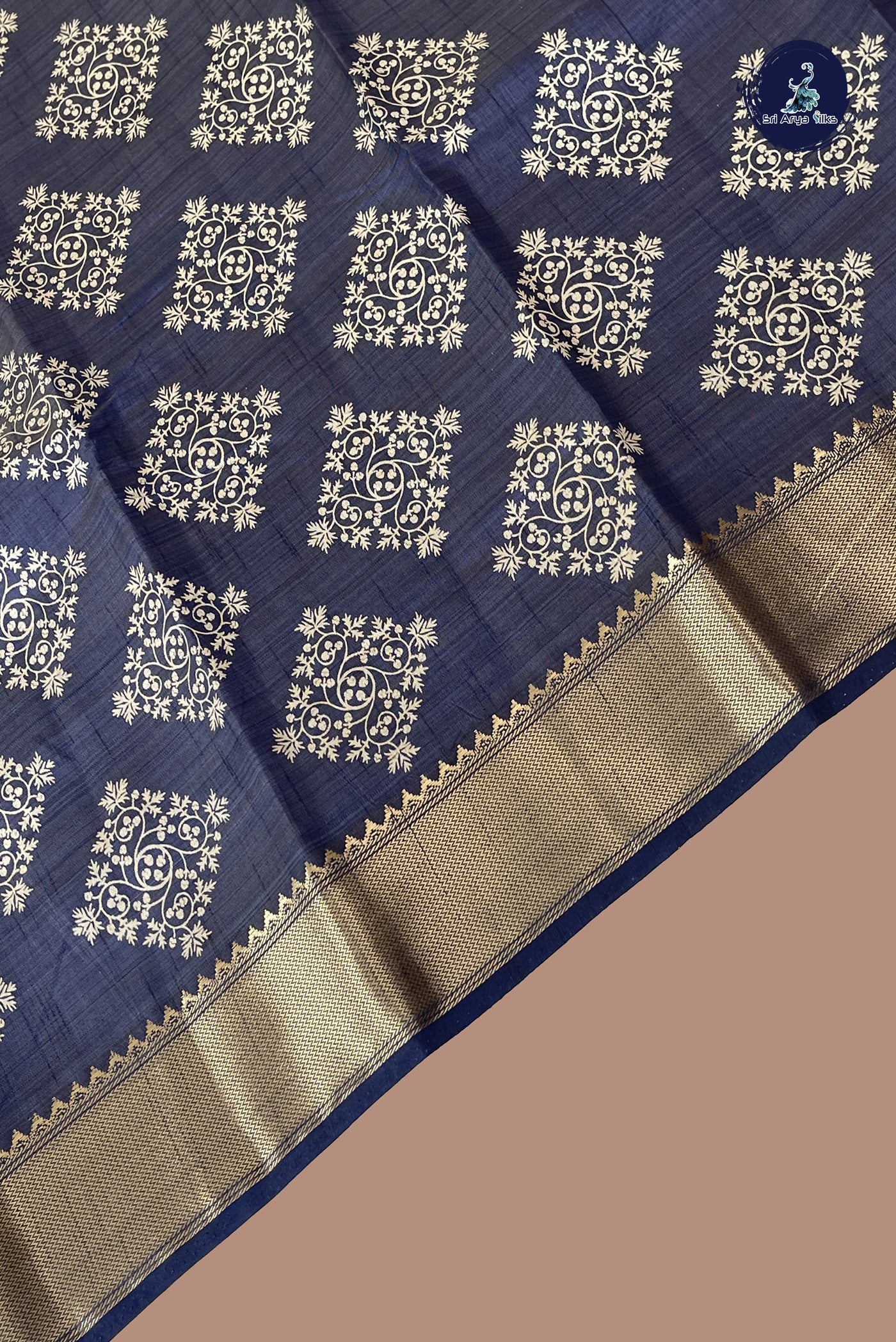 Blue Semi Tussar Saree With Printed Pattern