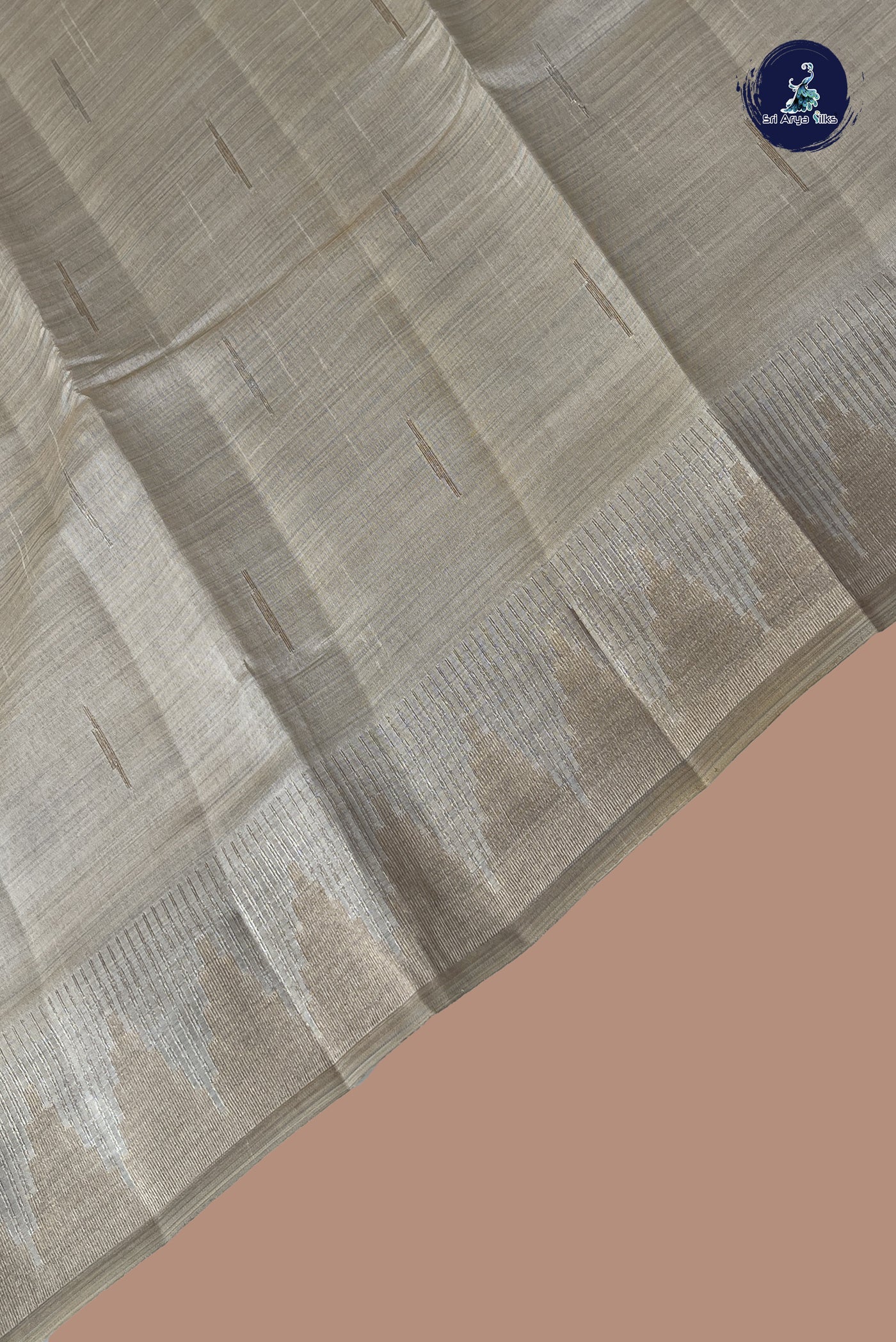 Off White Semi Tussar Saree With Zari Buttas Pattern