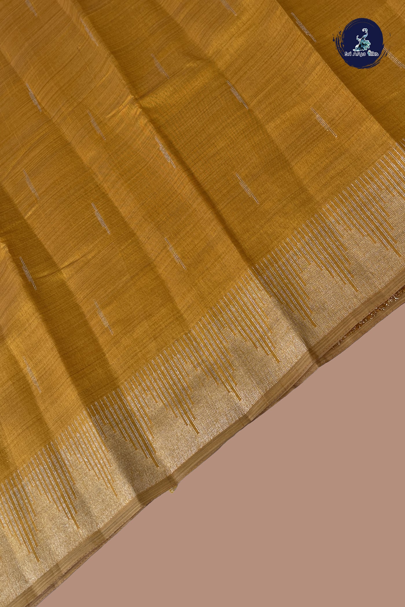 Mustard Yellow Semi Tussar Saree With Zari Buttas Pattern