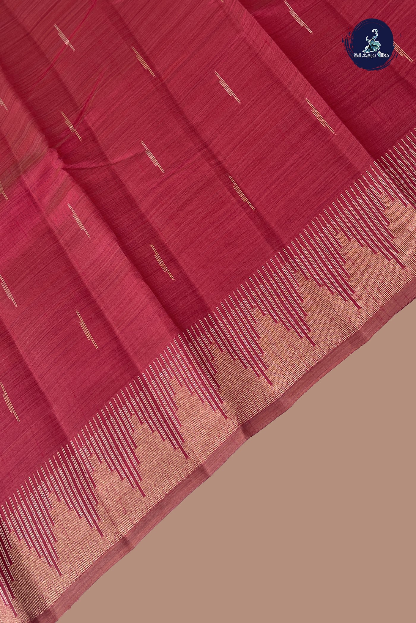 Dark Pink Semi Tussar Saree With Zari Buttas Pattern