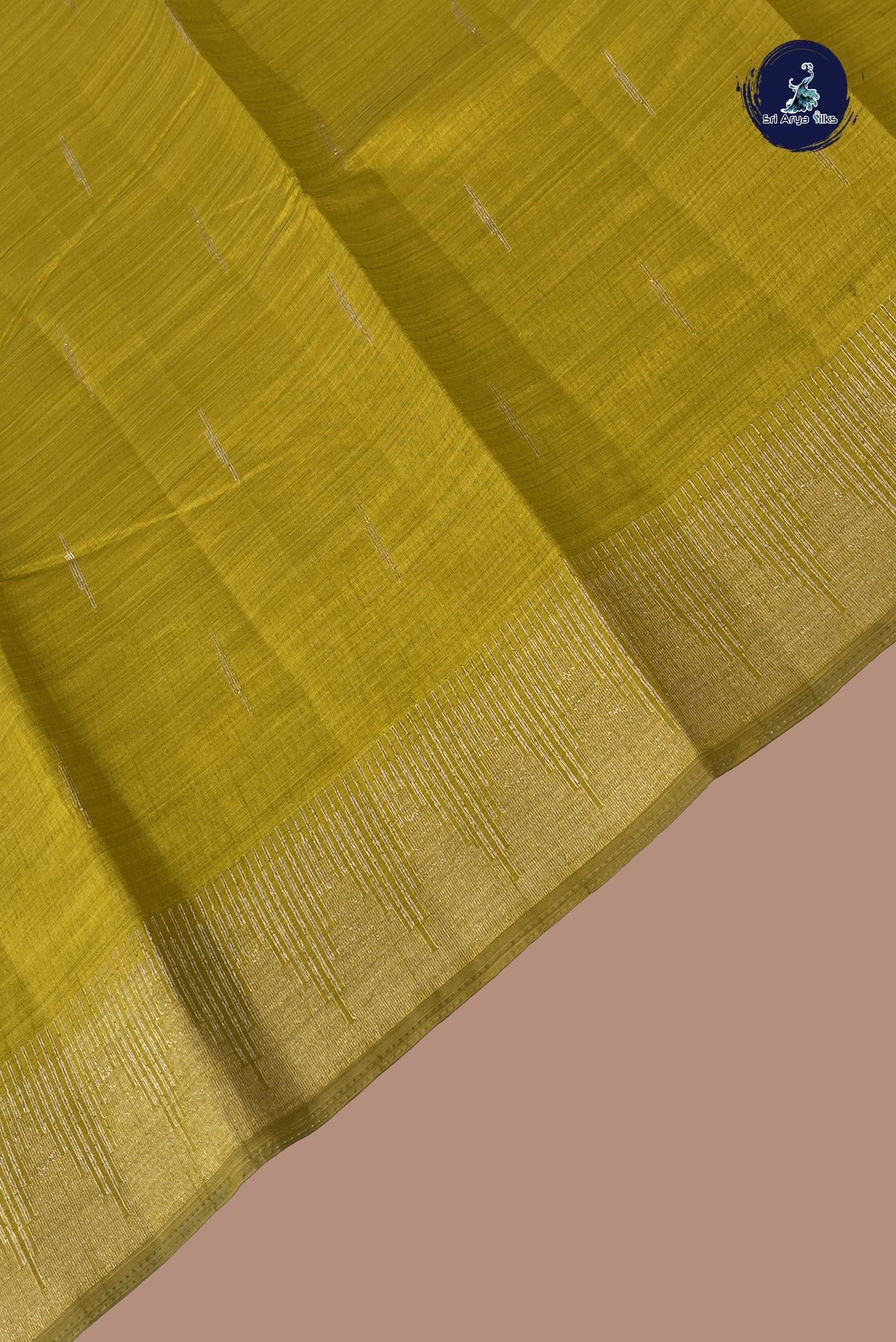 Yellow Semi Tussar Saree With Zari Buttas Pattern