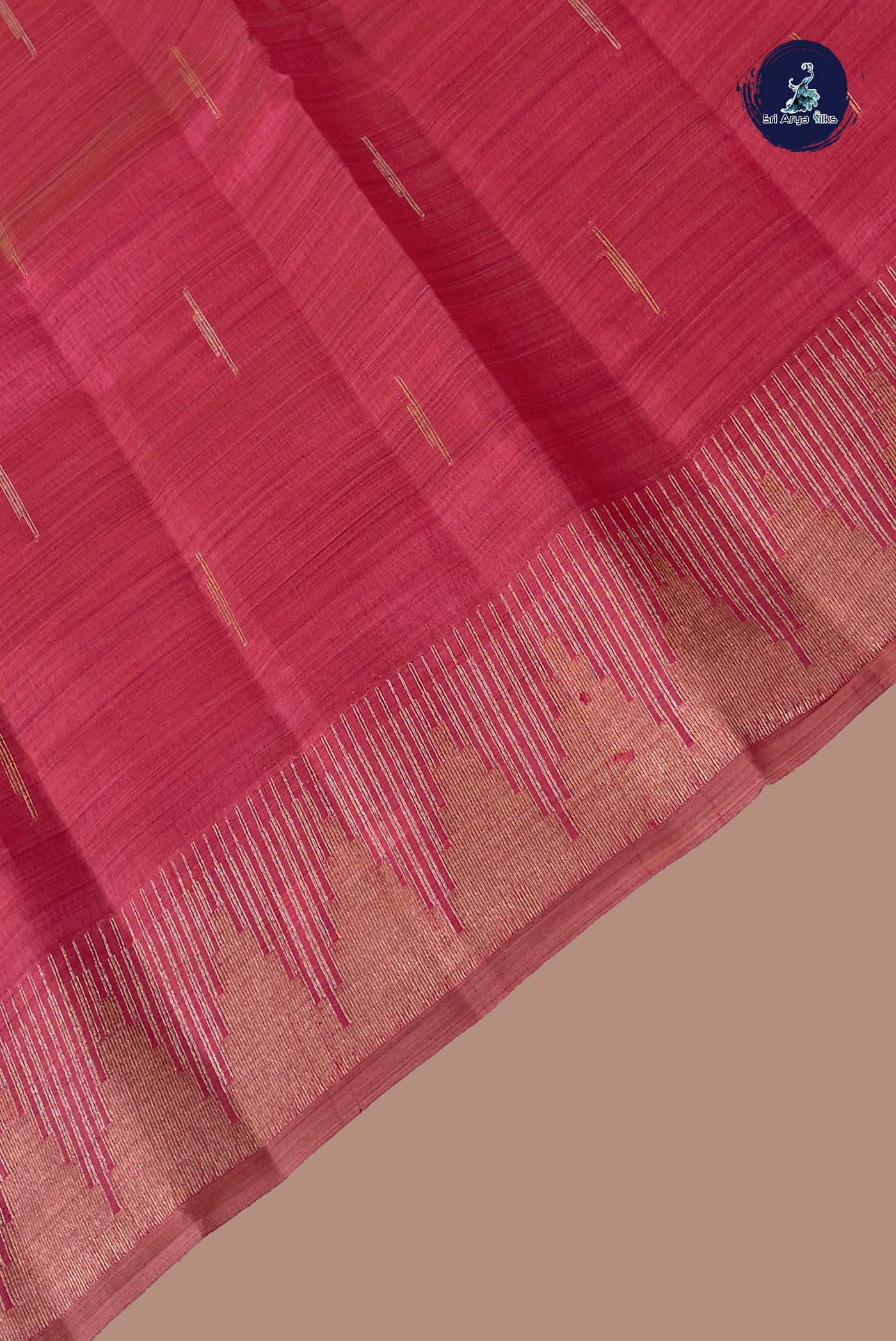 Pink Semi Tussar Saree With Zari Buttas Pattern
