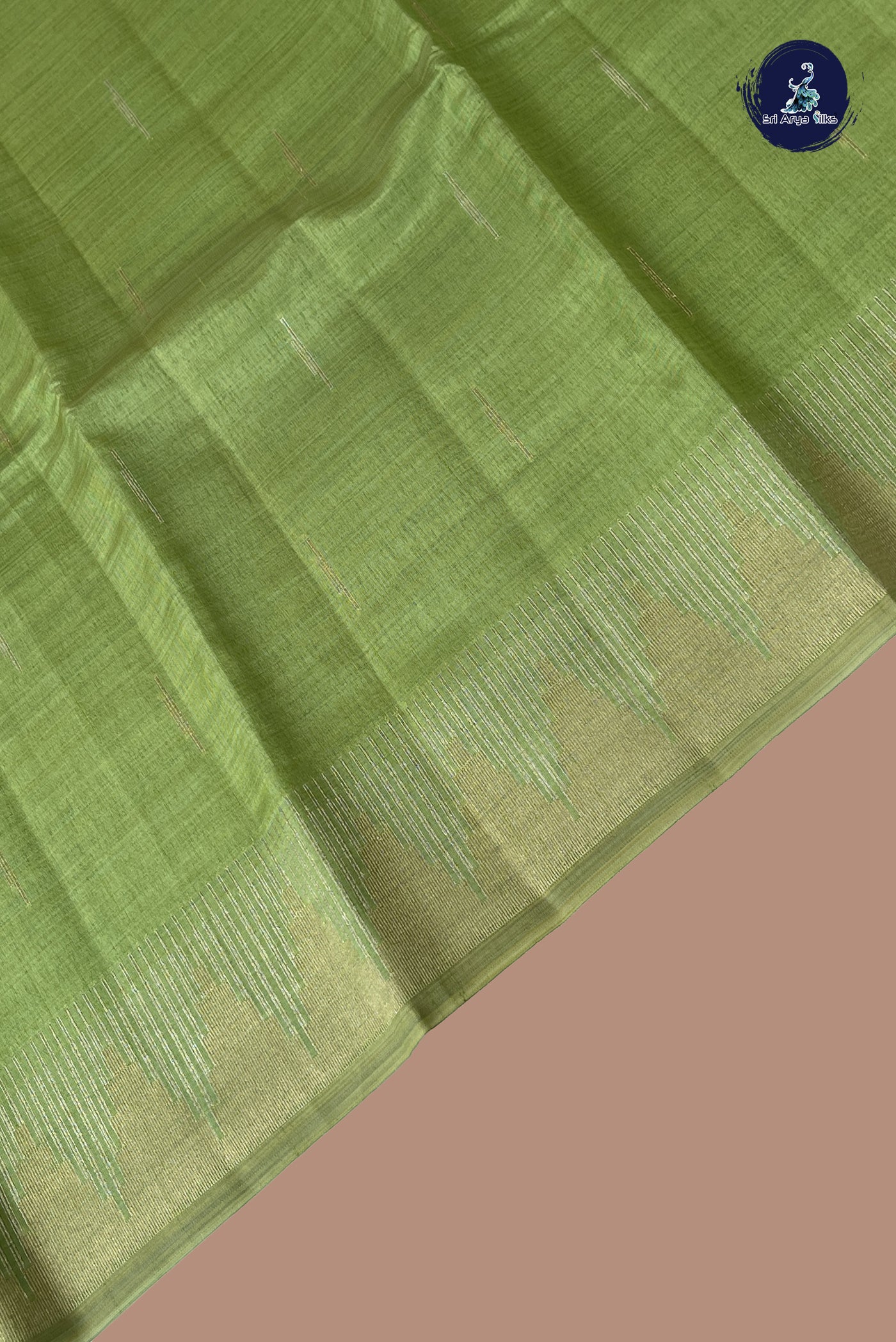 Pastel Green Semi Tussar Saree With Zari Buttas Pattern