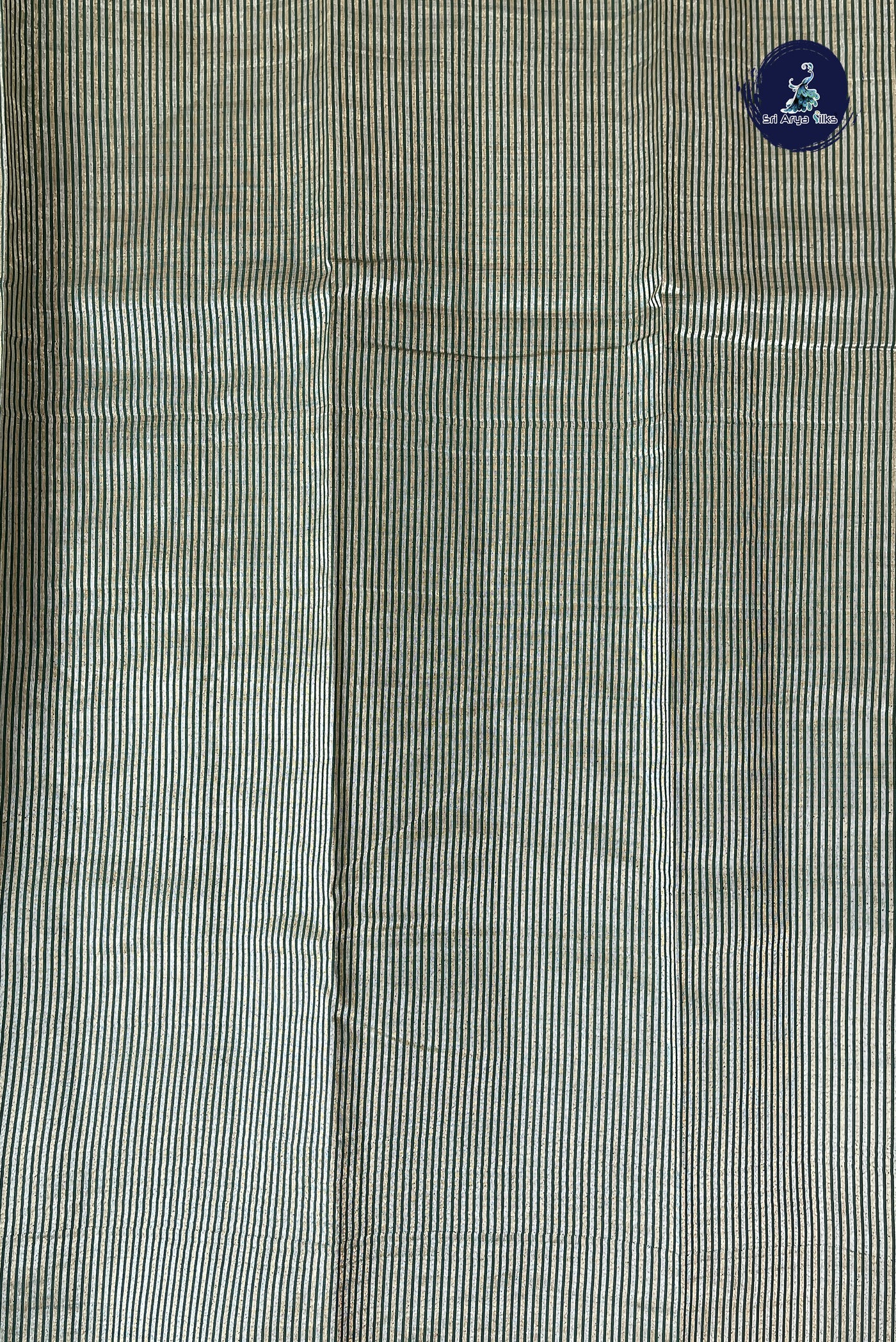 Dark Green Semi Tussar Saree With Zari Buttas Pattern