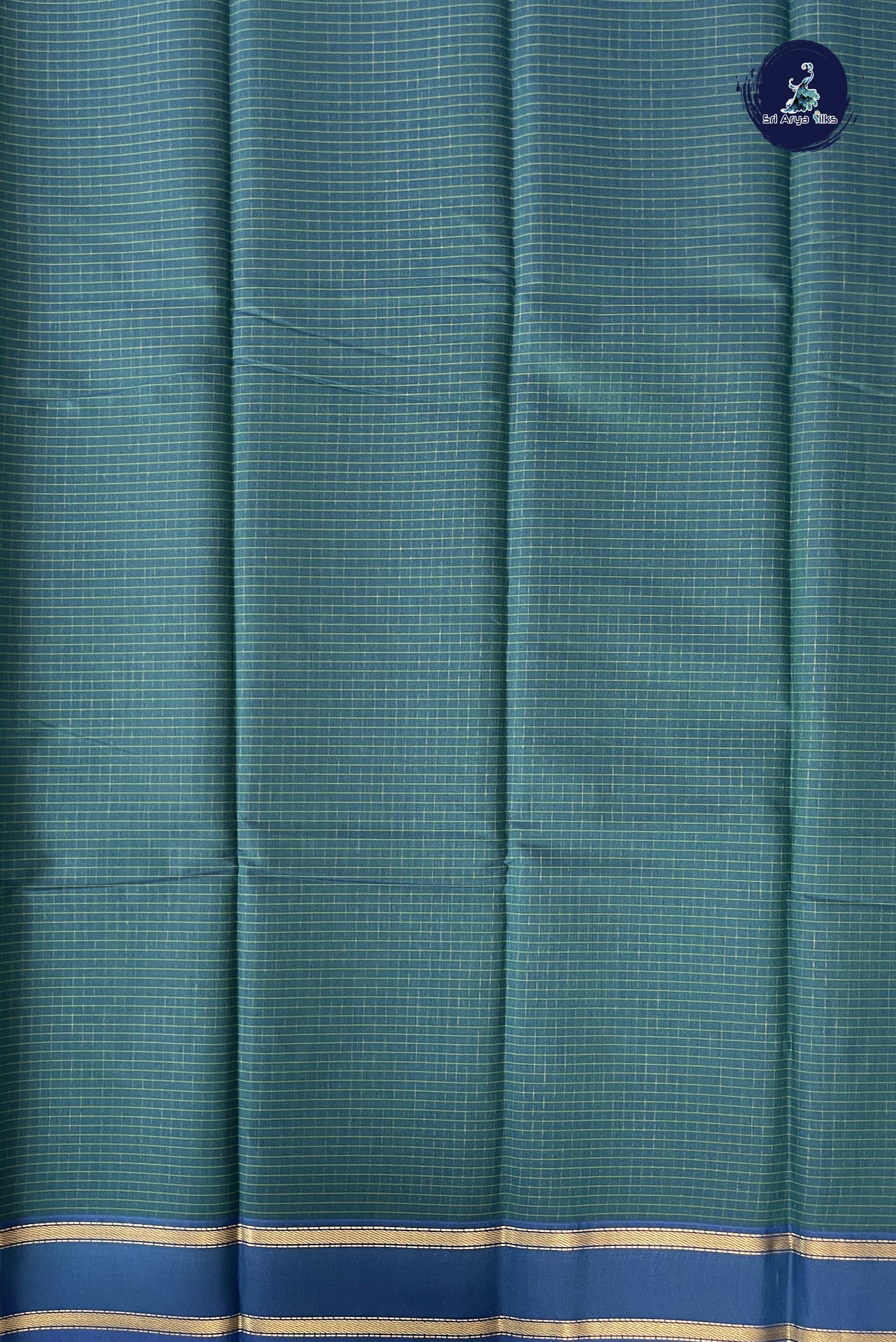Green Budget Semi Silk Cotton Saree With Checked Pattern