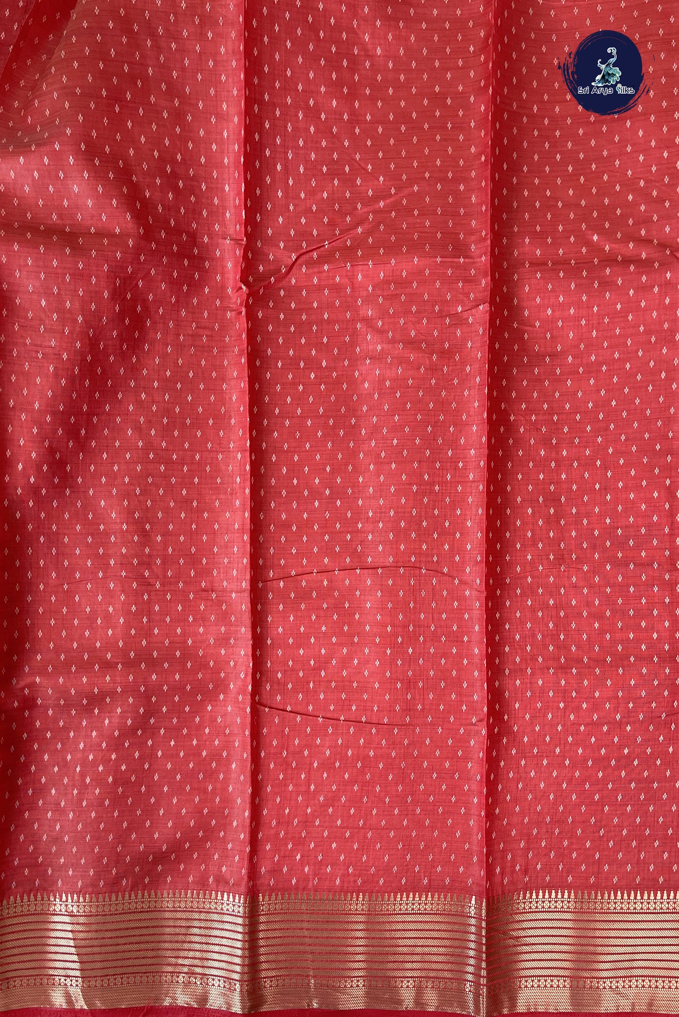 Red Semi Tussar Saree With Printed Pattern