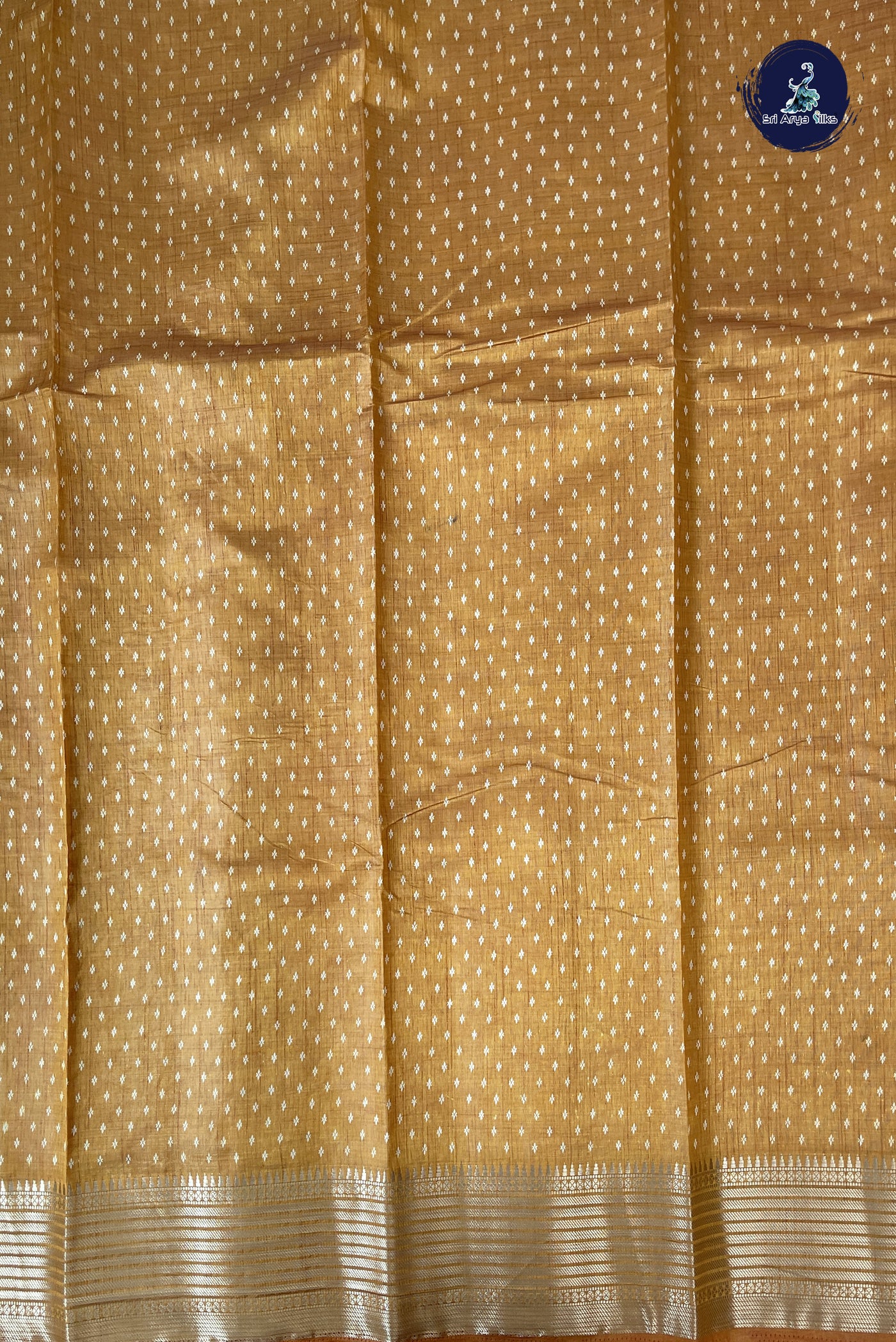 Mustard Yellow Semi Tussar Saree With Printed Pattern
