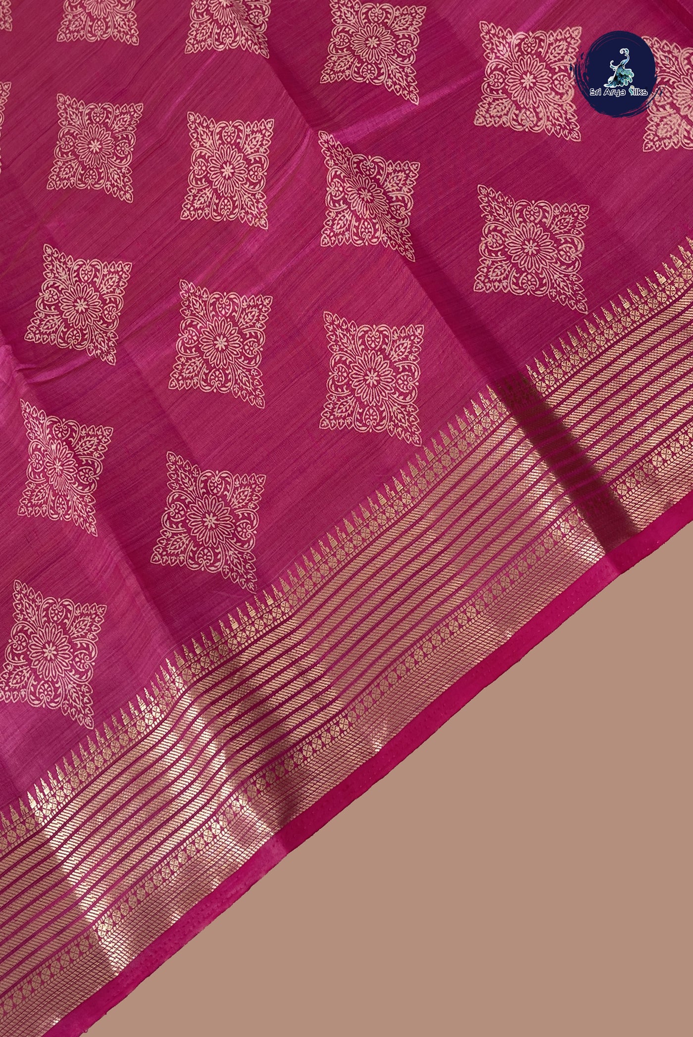 Pink Semi Tussar Saree With Printed Pattern