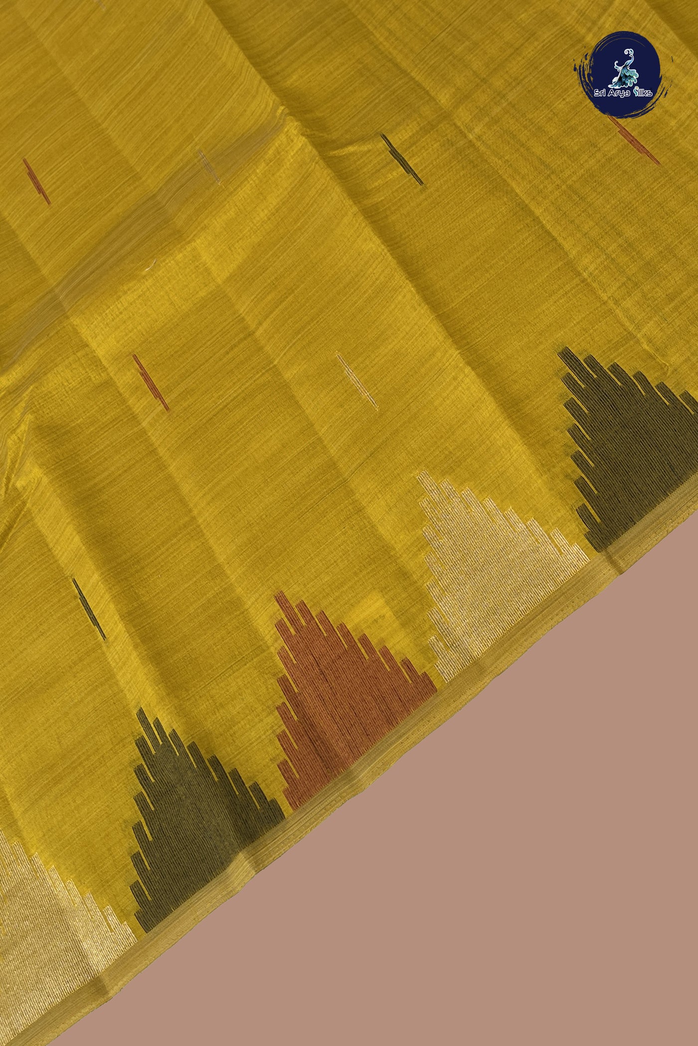 Mustard Yellow Semi Tussar Saree With Buttas Pattern
