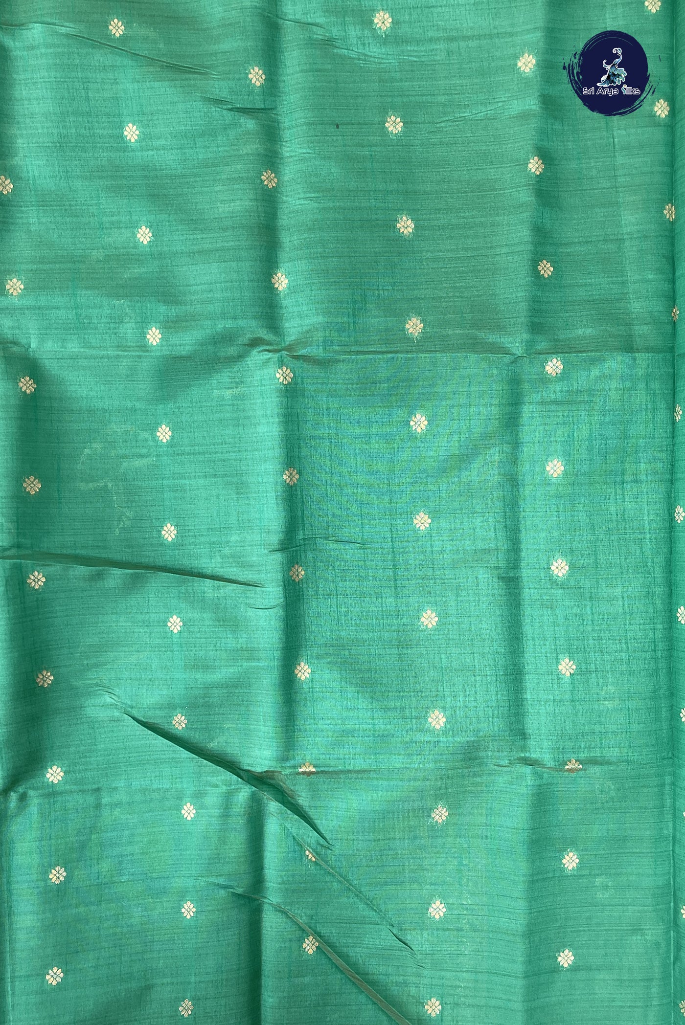 Green Semi Tussar Saree With Zari Buttas Pattern
