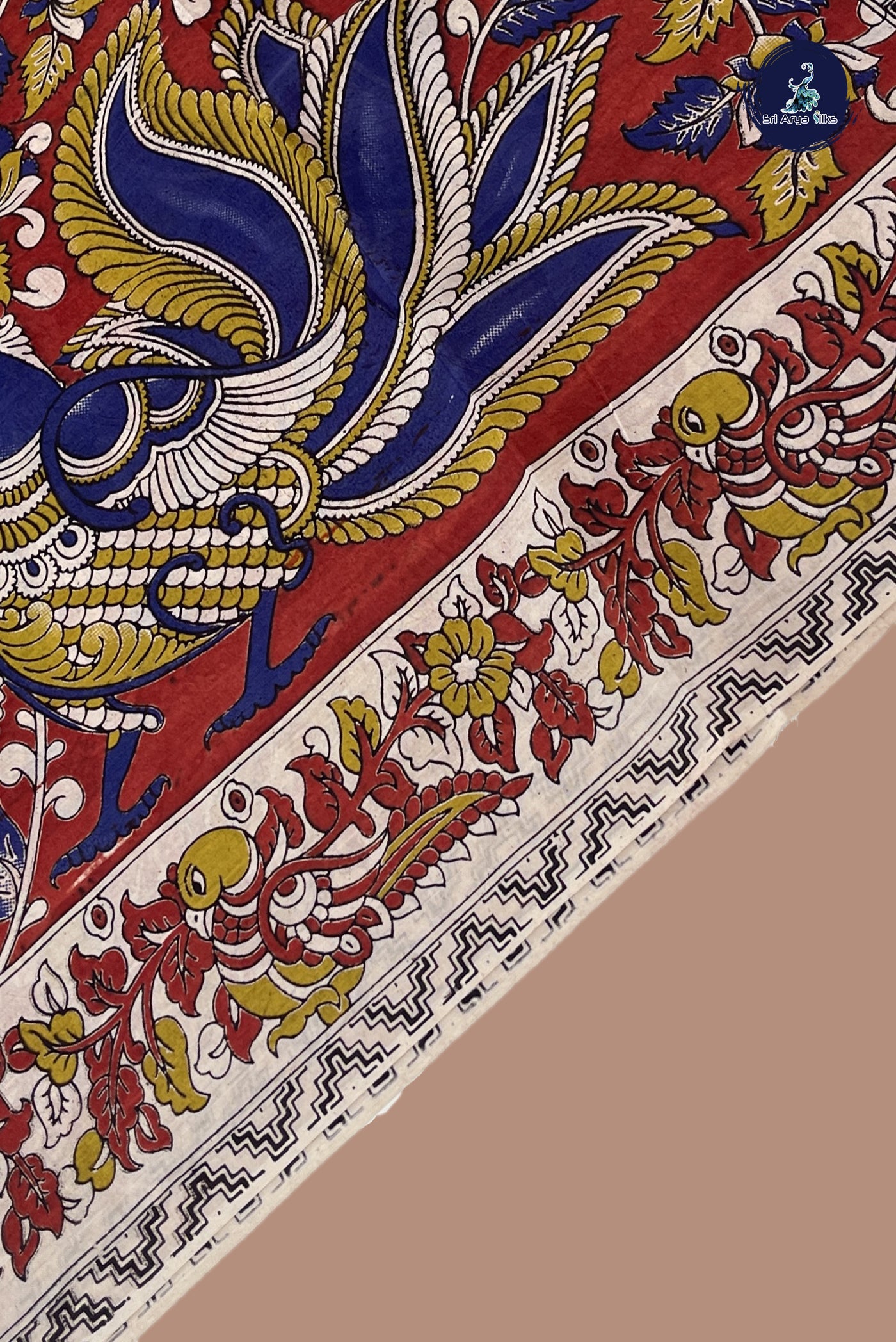 Maroon Semi Silk Saree With Kalamkari Pattern
