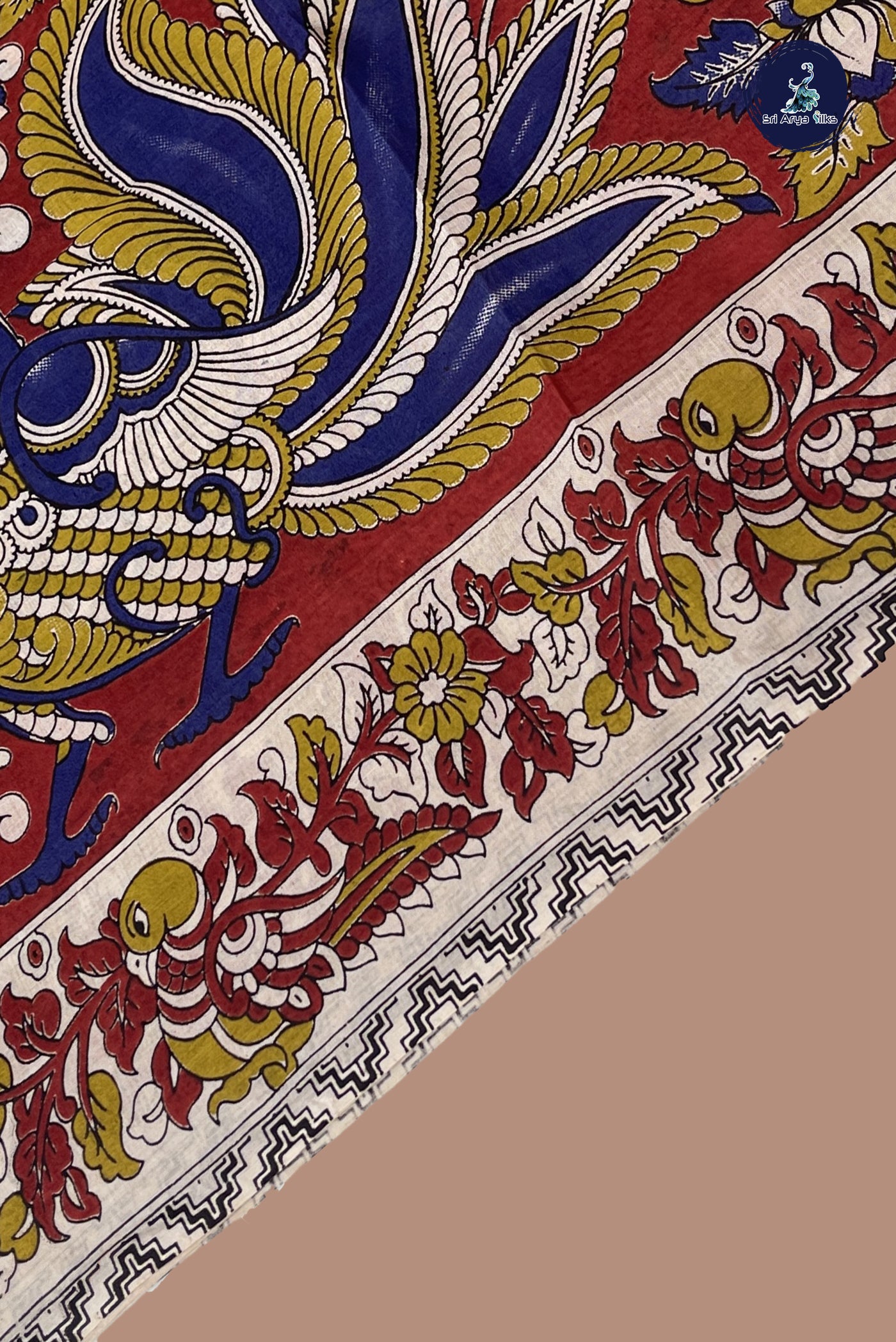 Maroon Semi Silk Saree With Kalamkari Pattern