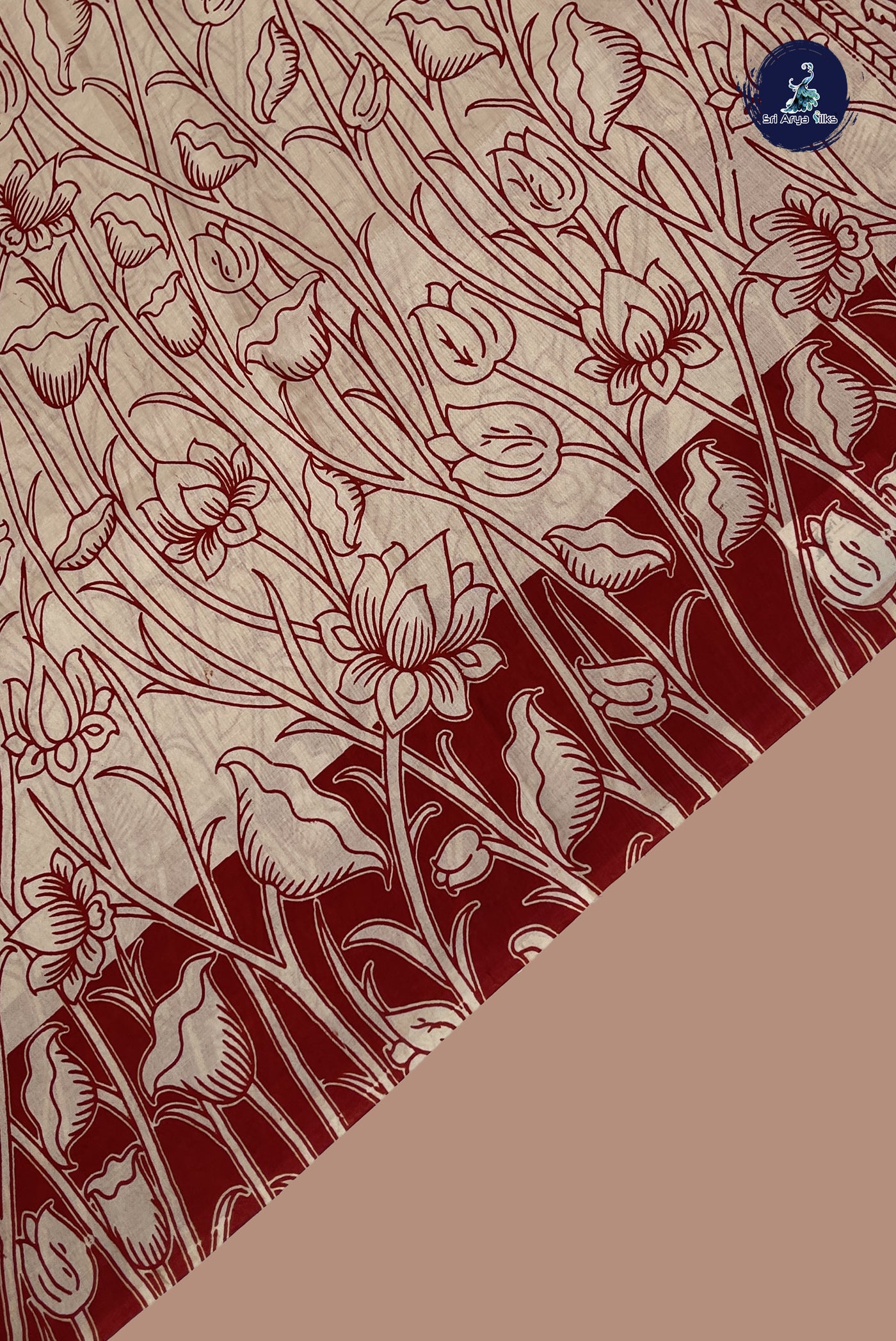 Fawn Semi Silk Saree With Pichwai Print Pattern