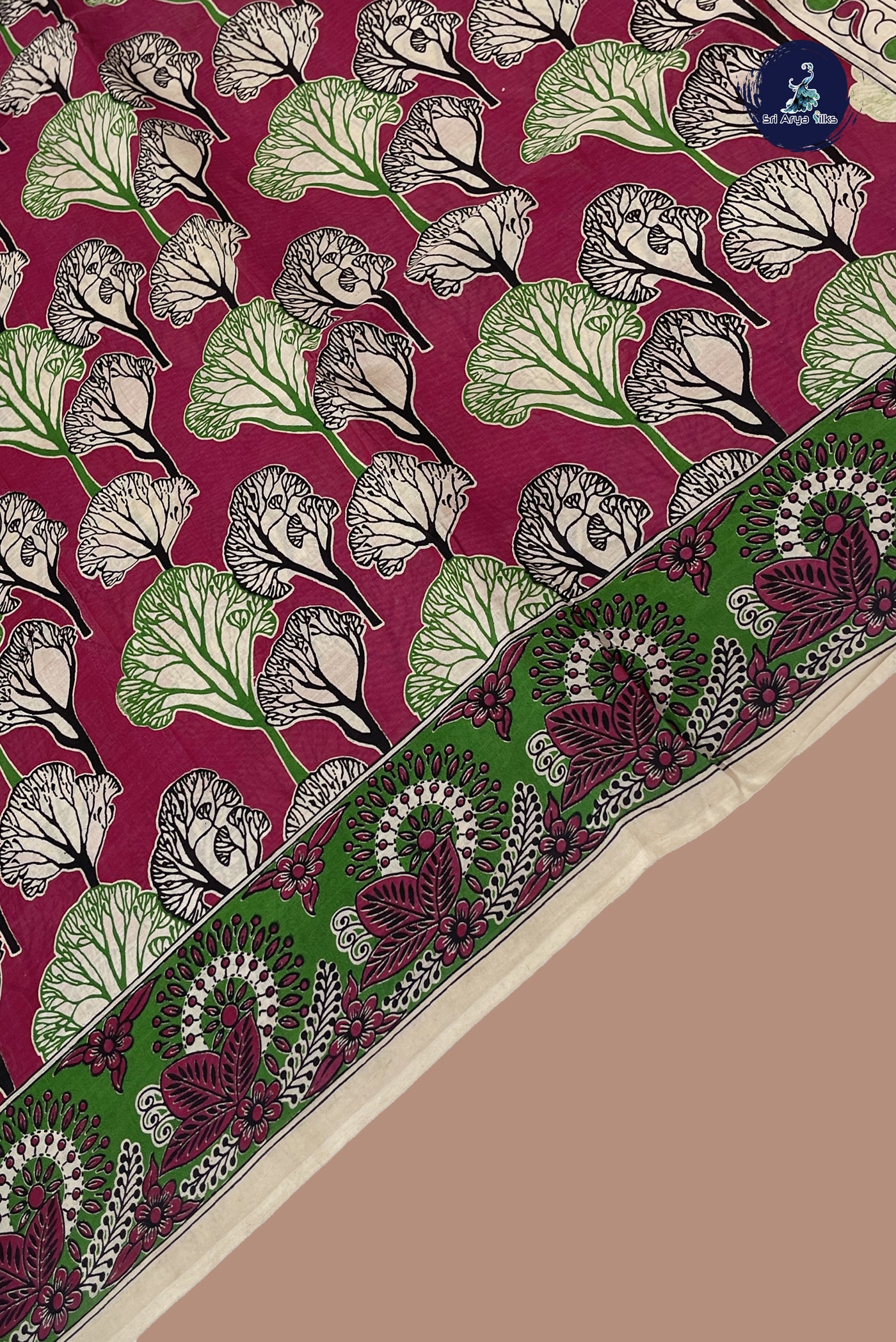 Pink Semi Silk Saree With Pichwai Print Pattern