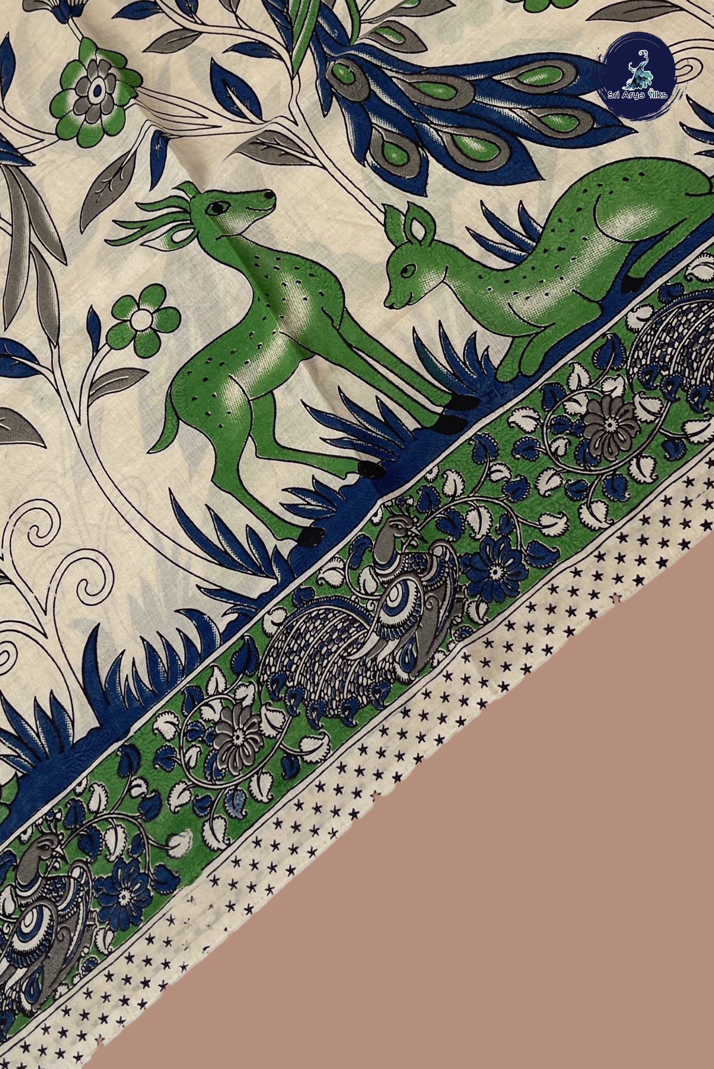 Off White Semi Silk Saree With Pichwai Print Pattern