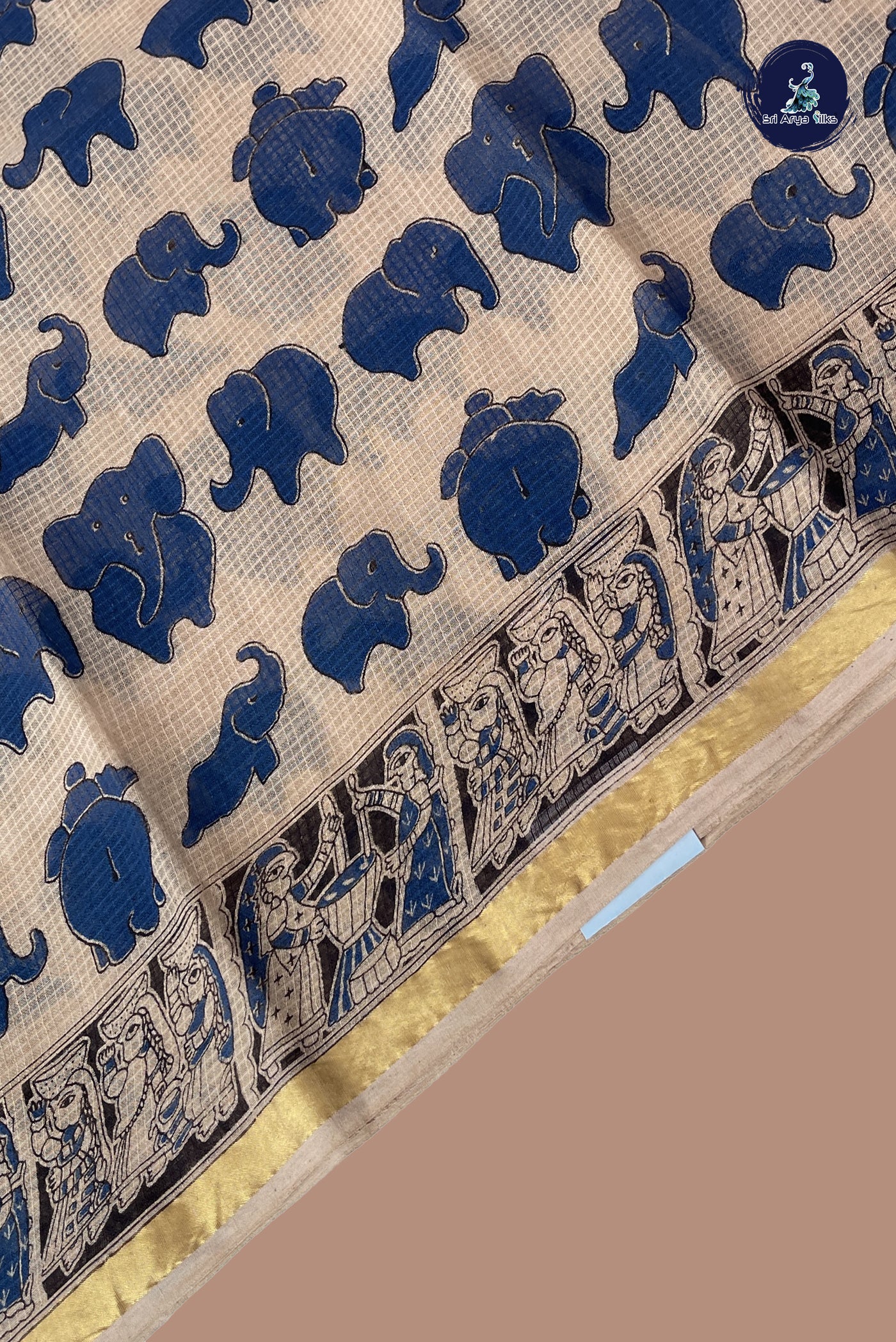 Beige Kota Saree With Printed Pattern
