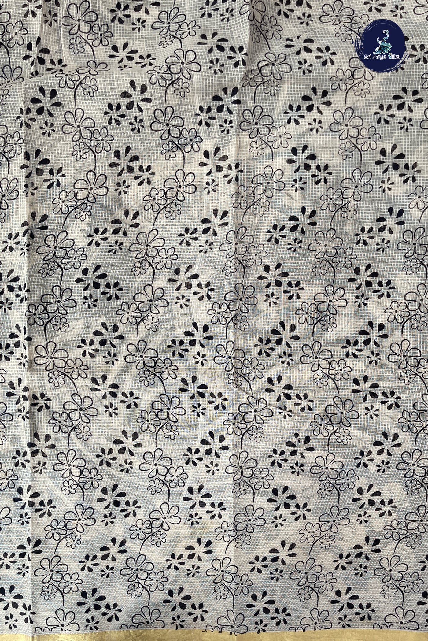 Beige Kota Saree With Printed Pattern