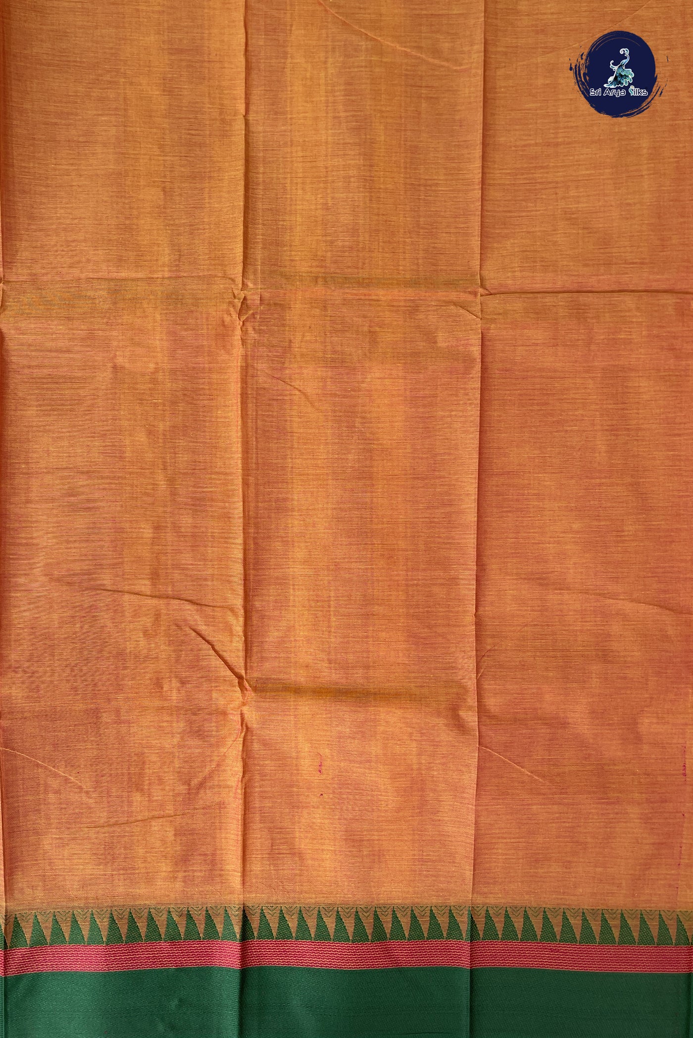 Light Orange Kanchi Cotton Saree With Stripes Pattern