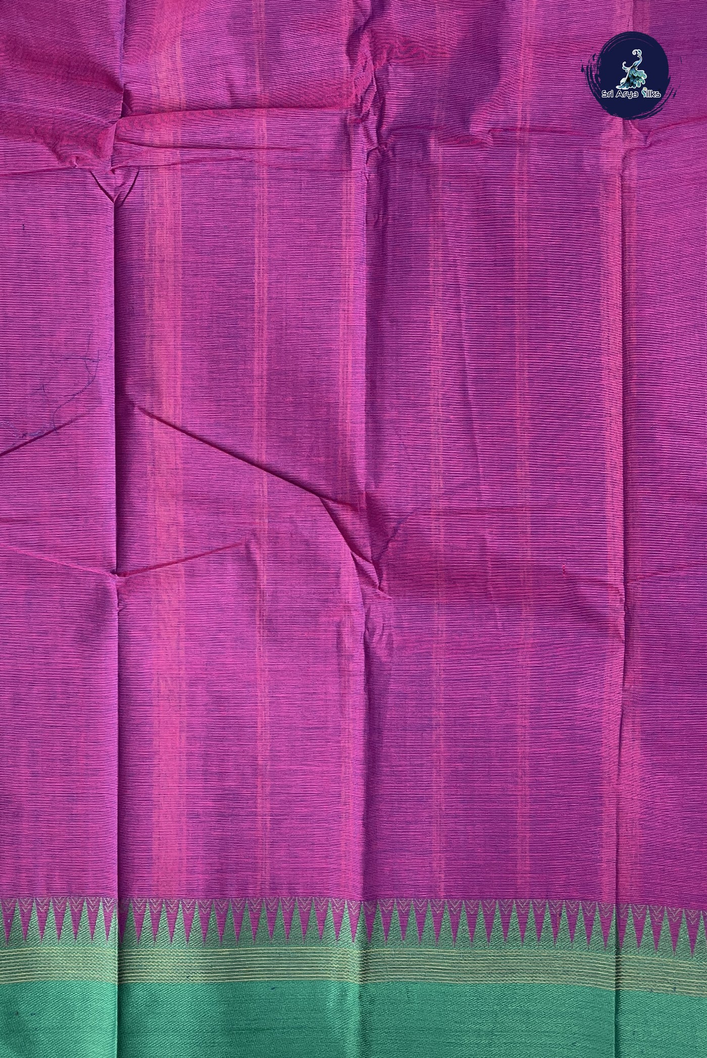 Purple Kanchi Cotton Saree With Stripes Pattern